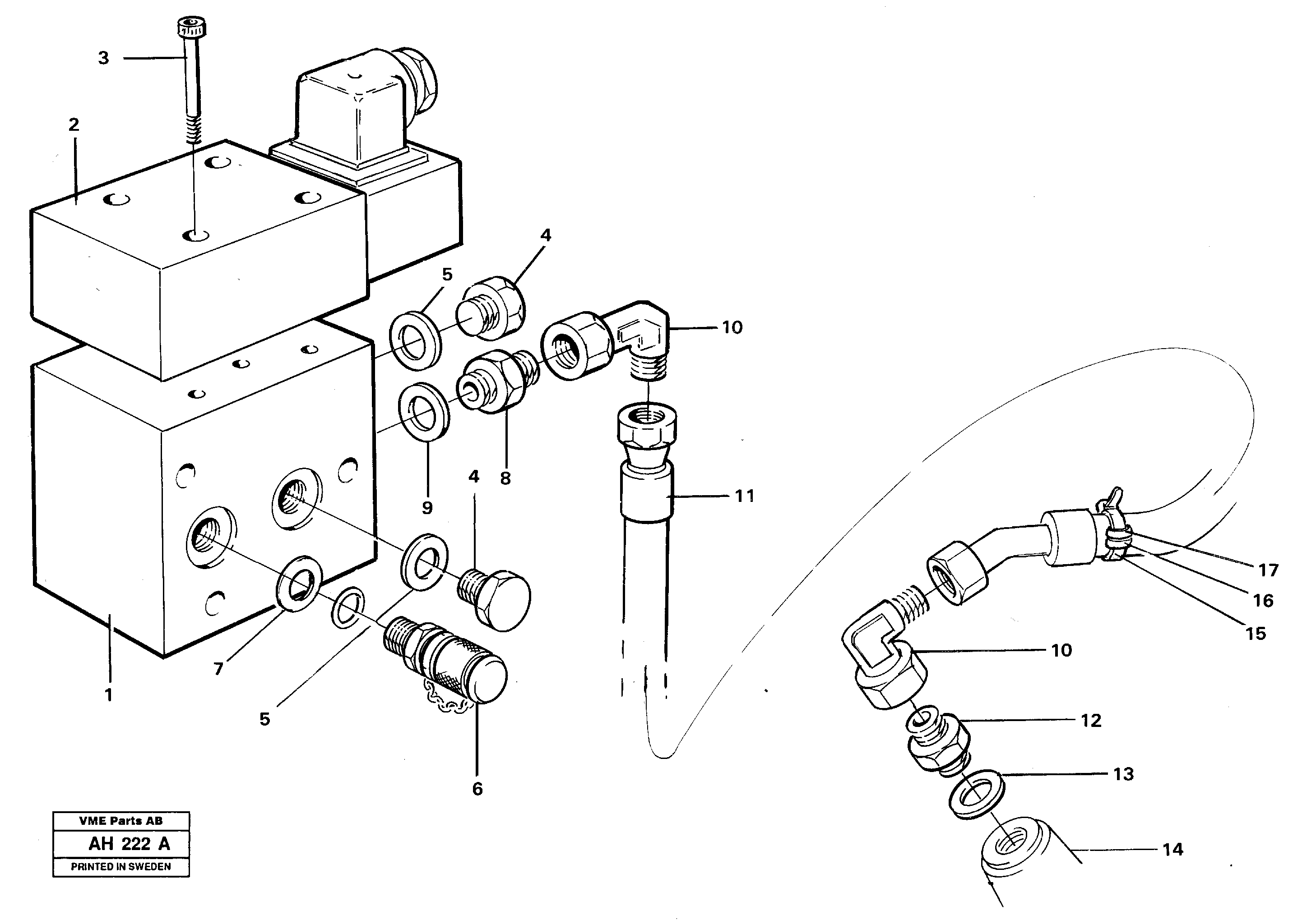 Схема запчастей Volvo L90B - 92347 Differential lock hydraulic line L90B VOLVO BM VOLVO BM L90B