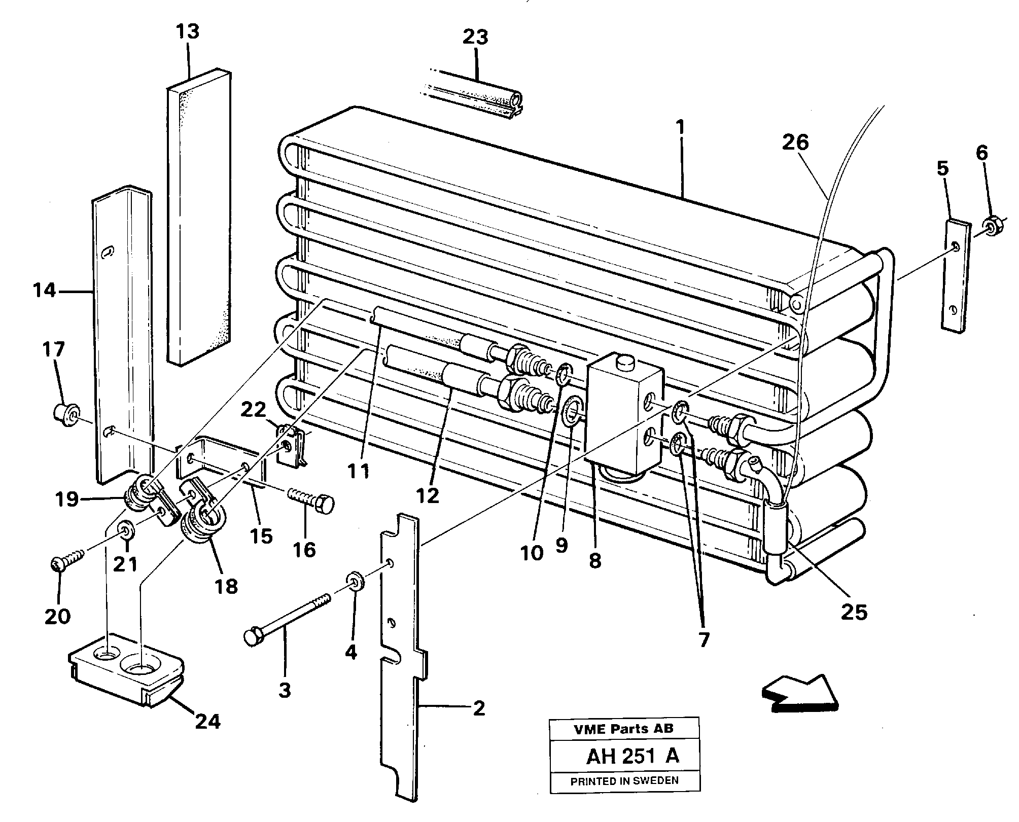 Схема запчастей Volvo L90B - 51974 Evaporator with fitting parts L90B VOLVO BM VOLVO BM L90B