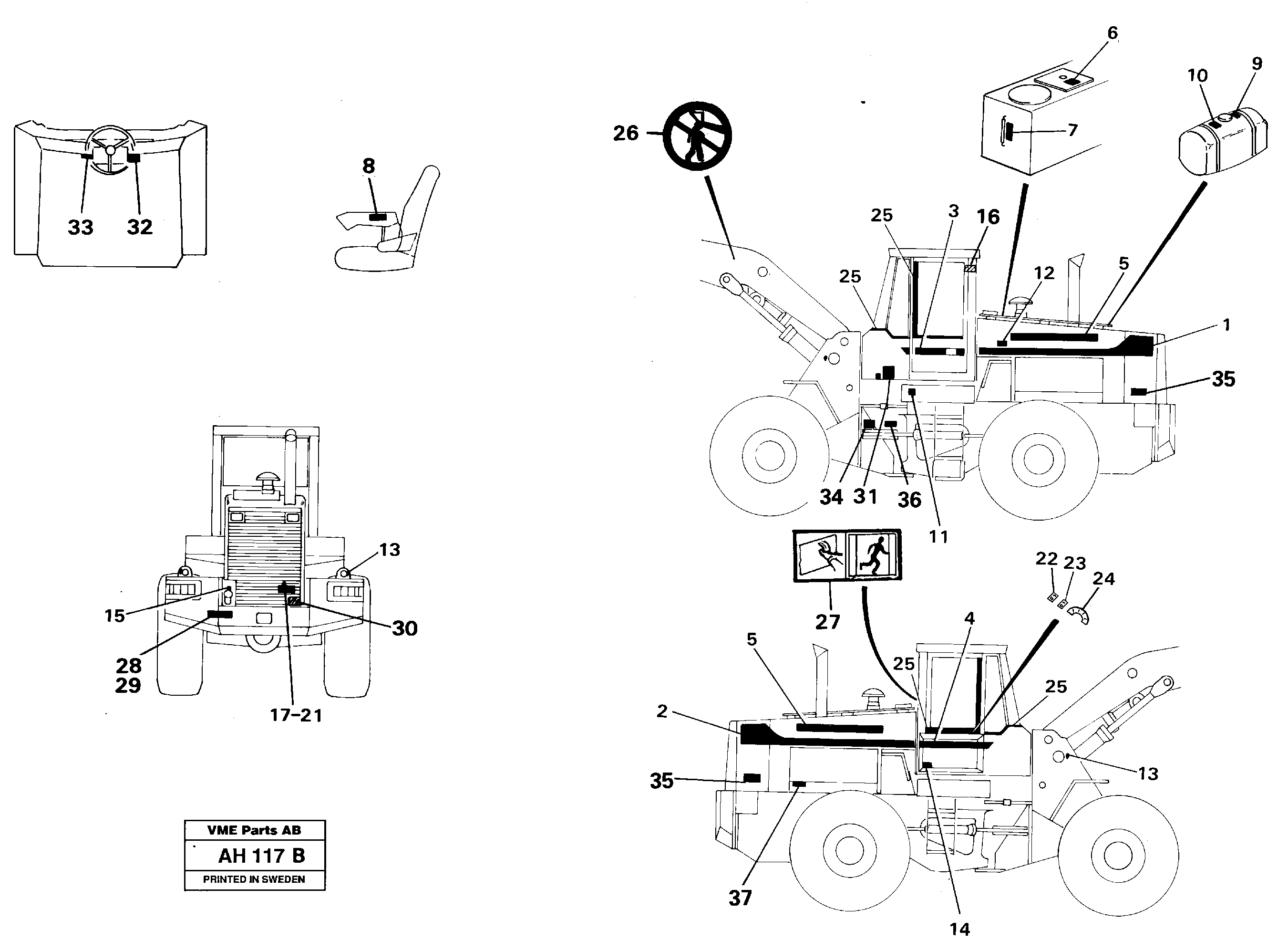 Схема запчастей Volvo L90B - 66633 Sign plates and decals L90B VOLVO BM VOLVO BM L90B