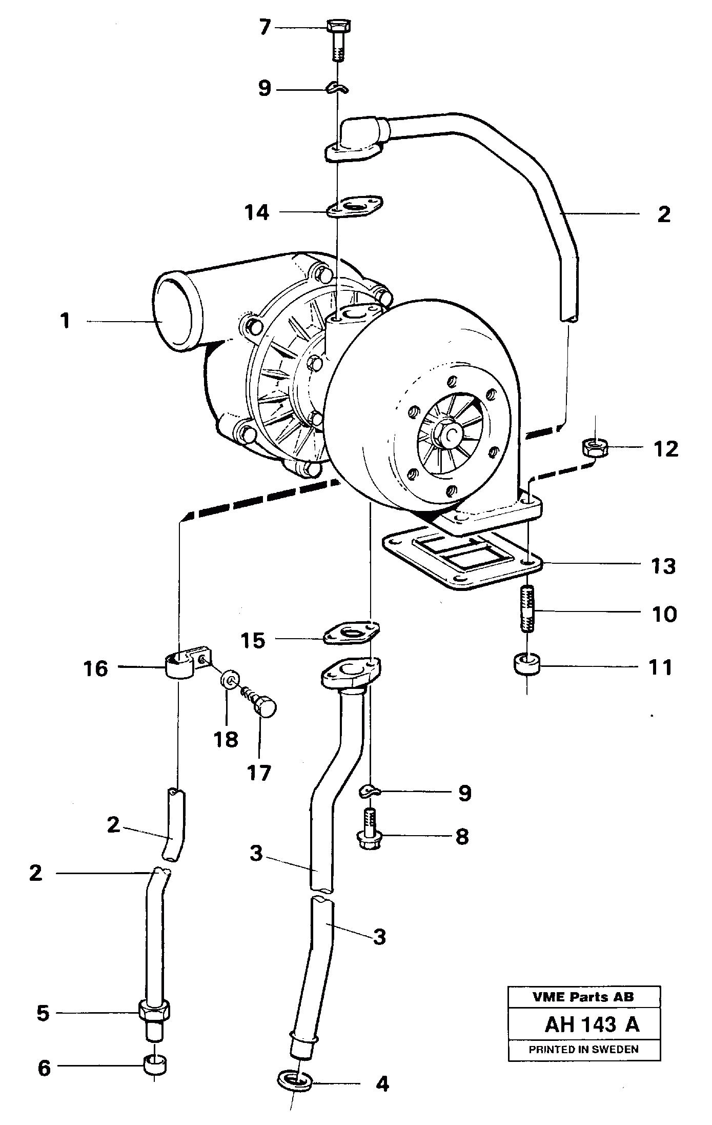 Схема запчастей Volvo L90B - 56840 Турбокомпрессор (турбина) с установочными деталями L90B VOLVO BM VOLVO BM L90B