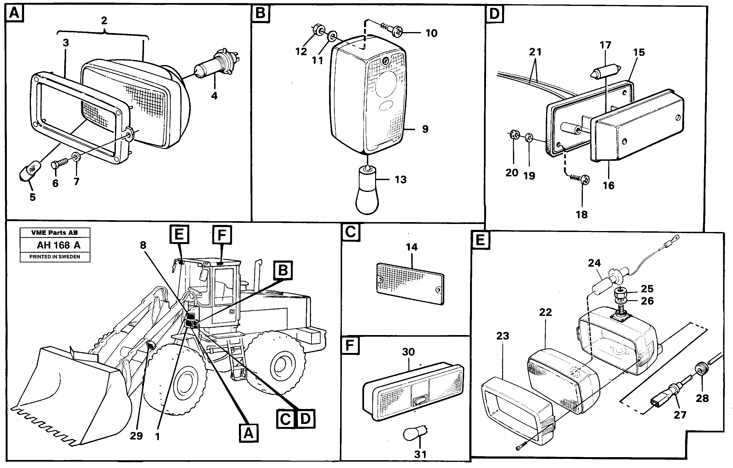 Схема запчастей Volvo L90B - 29730 Lighting, front L90B VOLVO BM VOLVO BM L90B