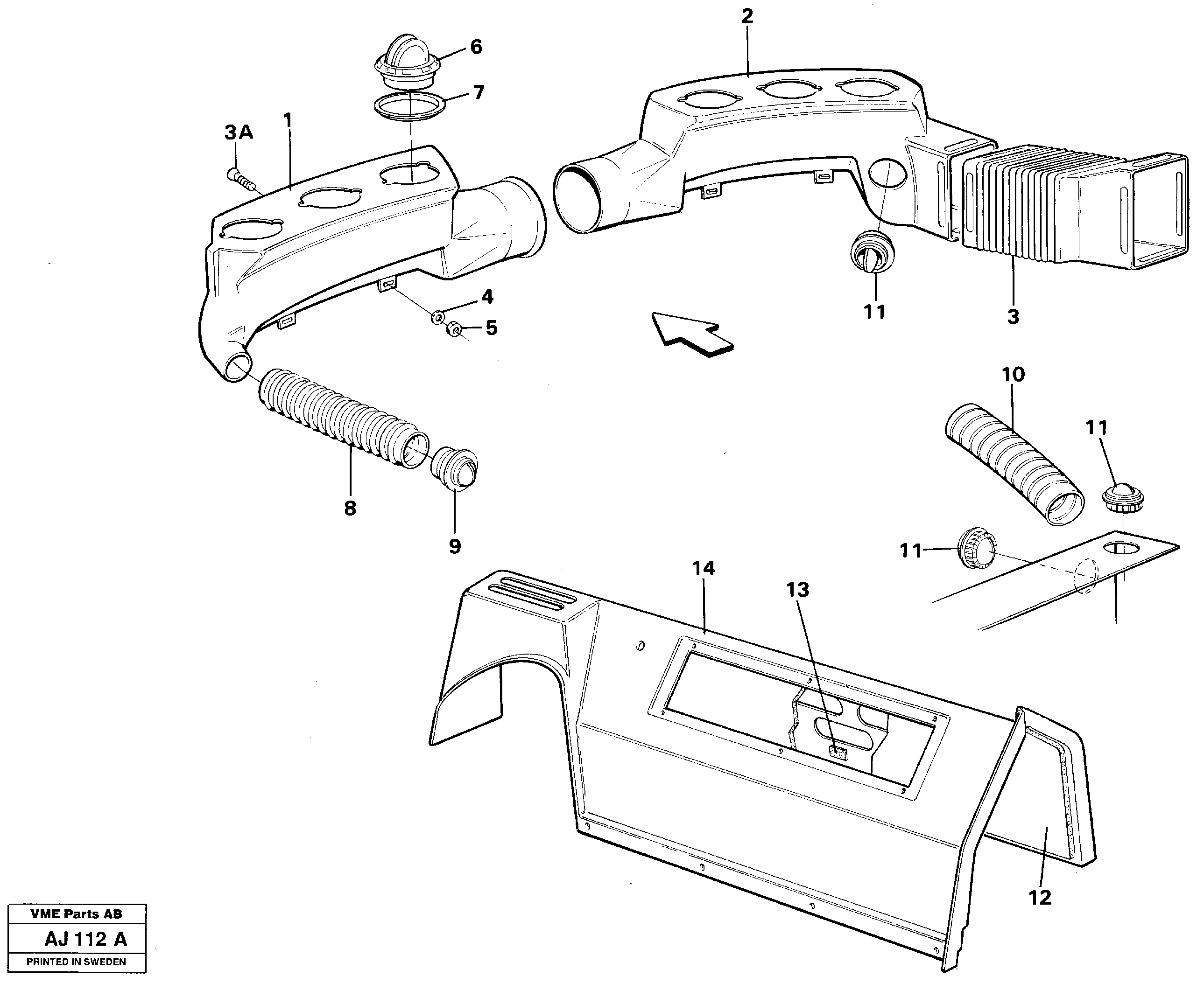 Схема запчастей Volvo L120B - 47149 Air ducts L120B VOLVO BM VOLVO BM L120B