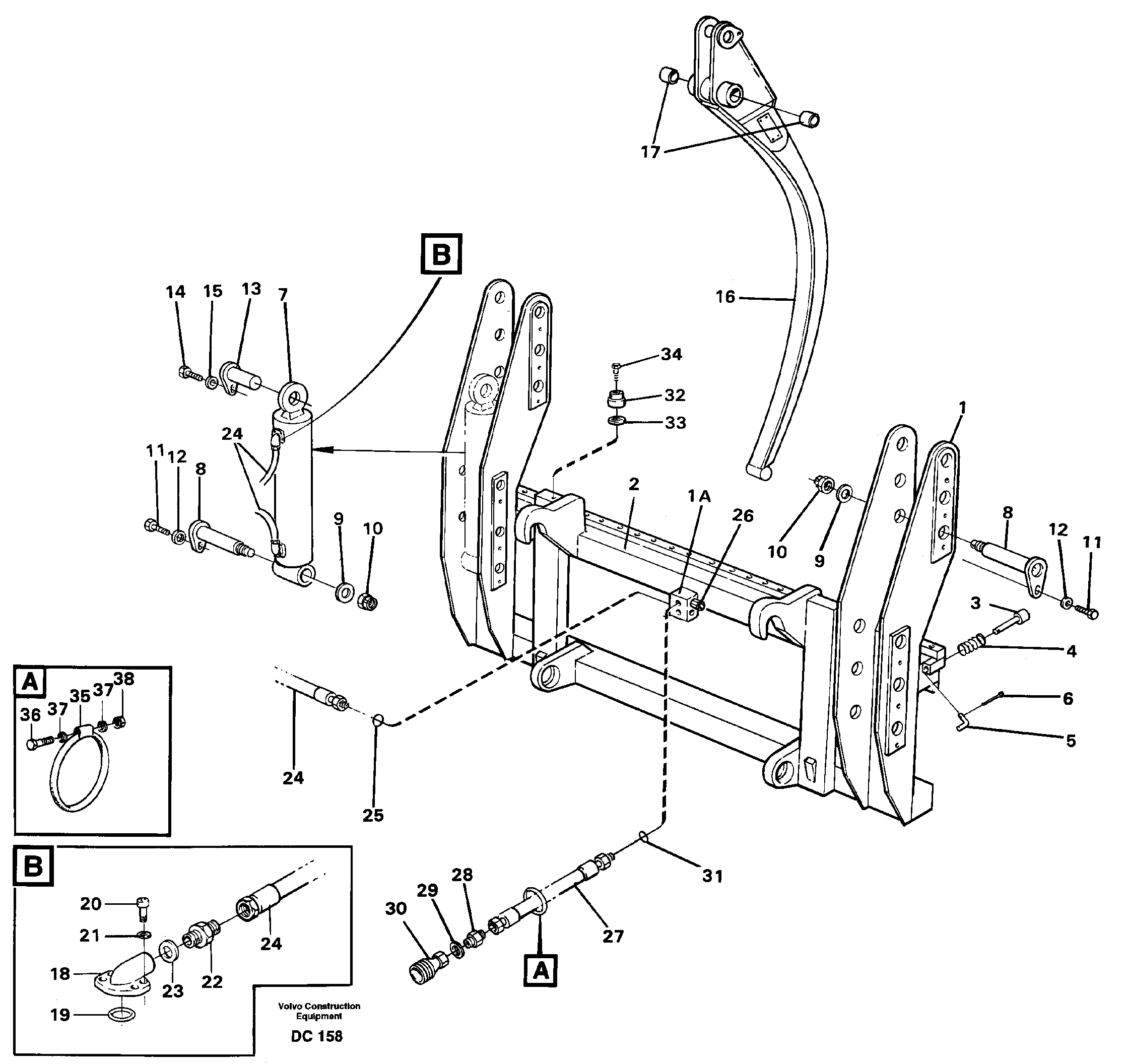 Схема запчастей Volvo L150 - 37752 Combi fork ATTACHMENTS ATTACHMENTS WHEEL LOADERS GEN. - C