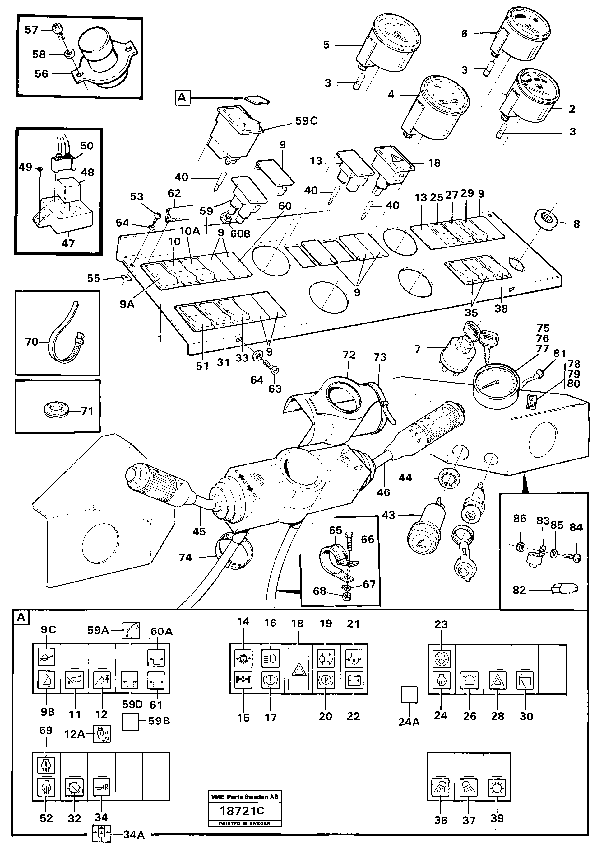 Схема запчастей Volvo L160 - 52424 Instrument panel L160 VOLVO BM L160
