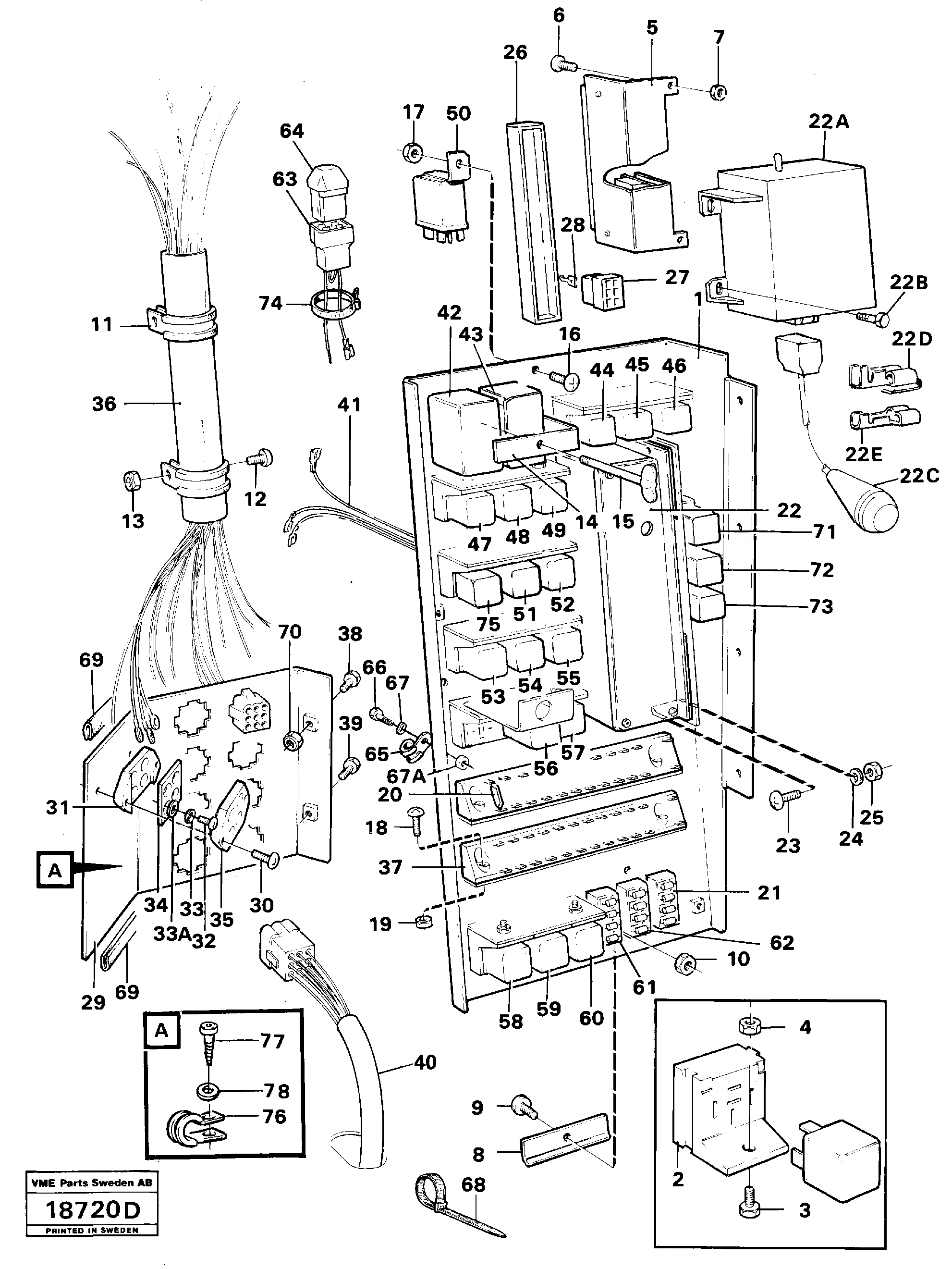 Схема запчастей Volvo L160 - 72884 Electrical distribution box L160 VOLVO BM L160