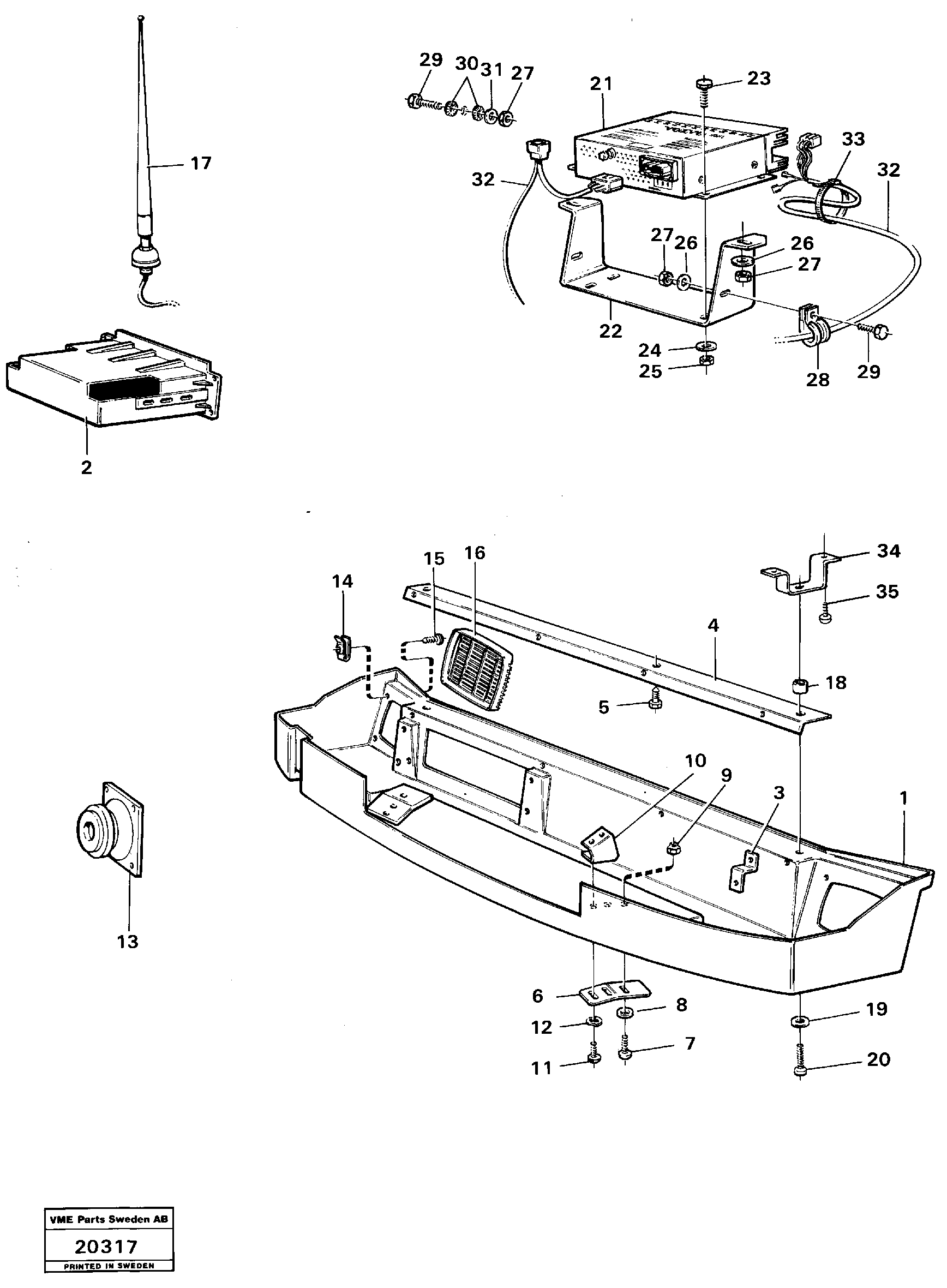 Схема запчастей Volvo L160 - 11166 Radio panel L160 VOLVO BM L160
