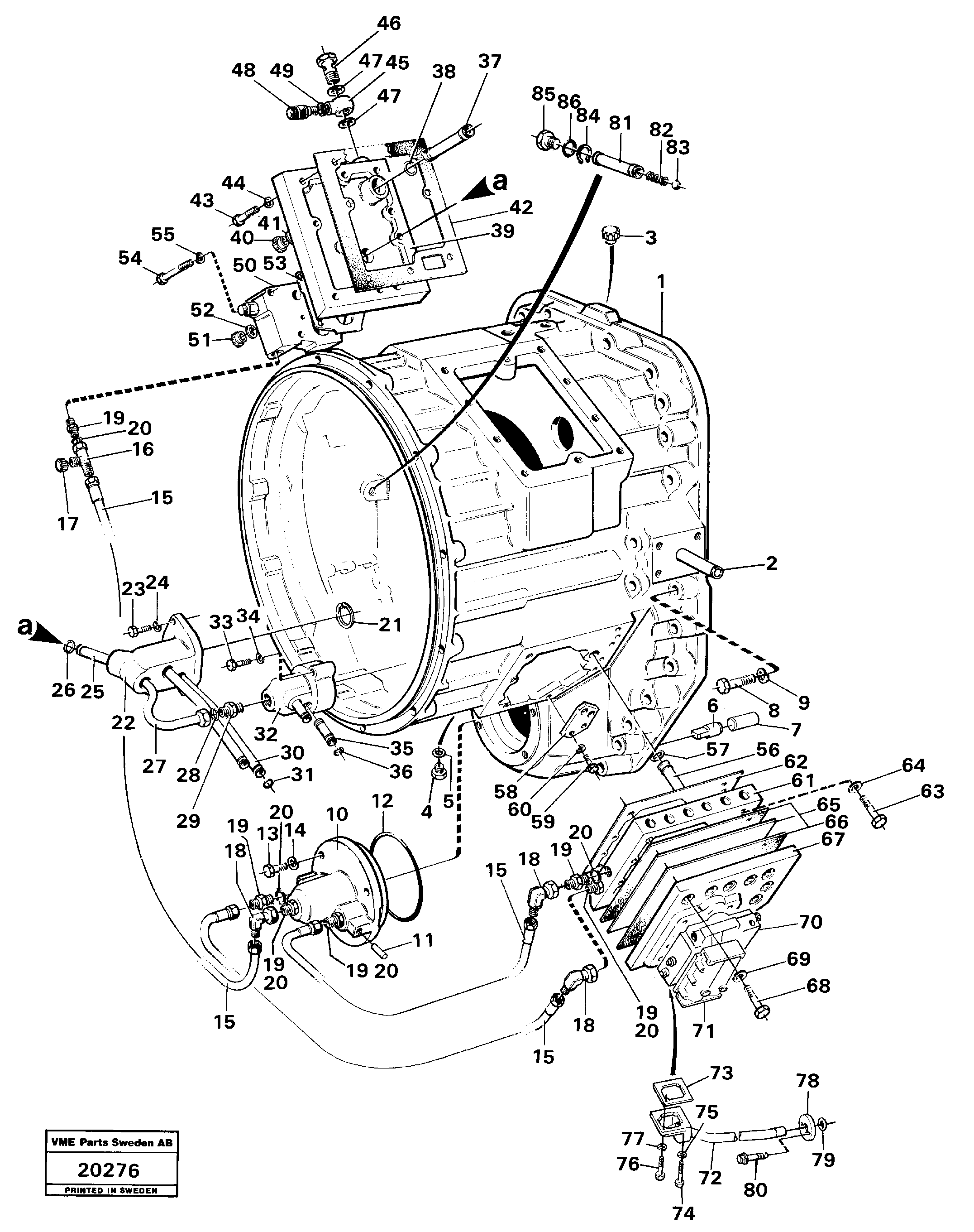 Схема запчастей Volvo L160 - 100731 Converter housing with fitting parts L160 VOLVO BM L160