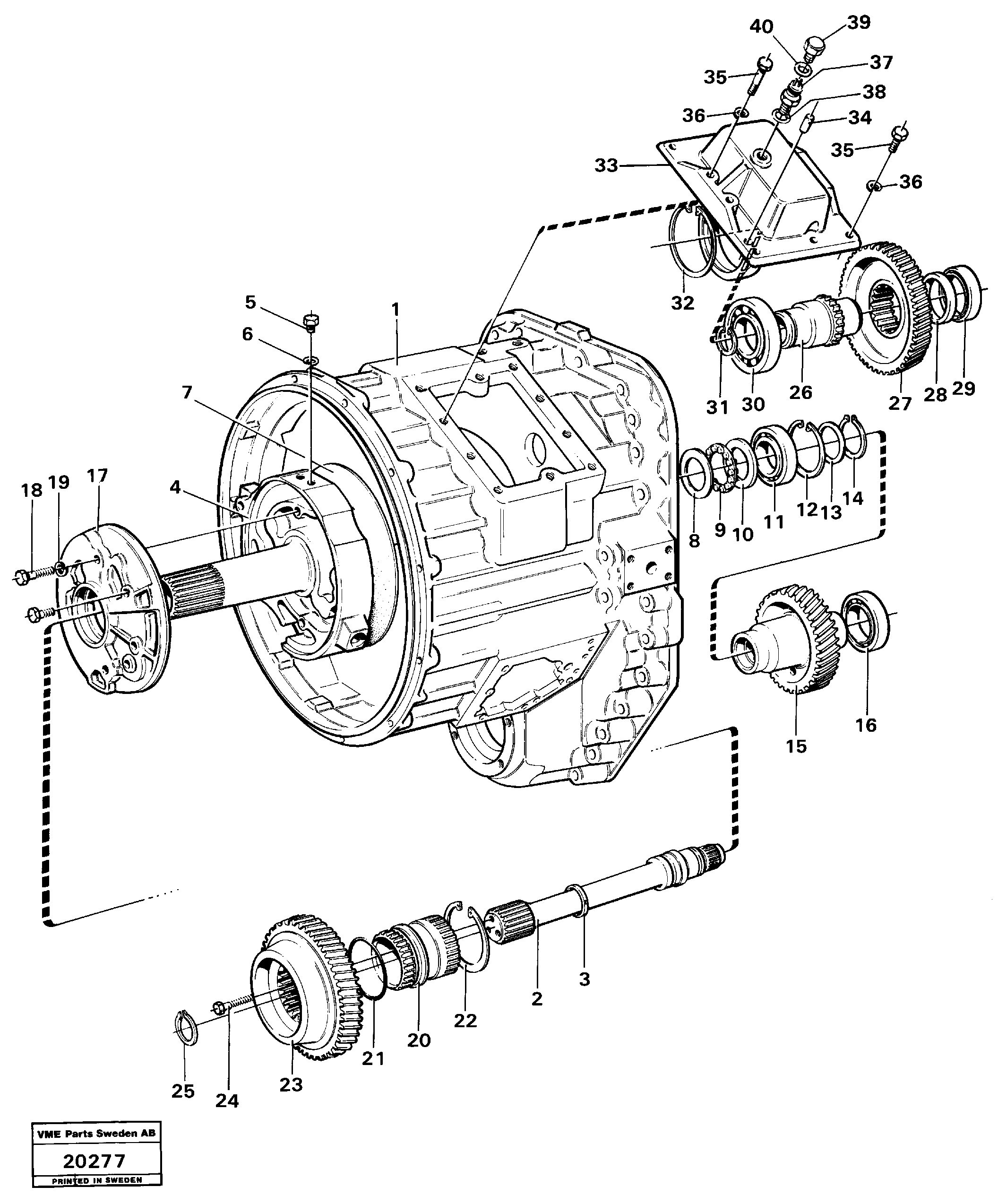 Схема запчастей Volvo L160 - 16752 Converter housing: gear and shafts L160 VOLVO BM L160
