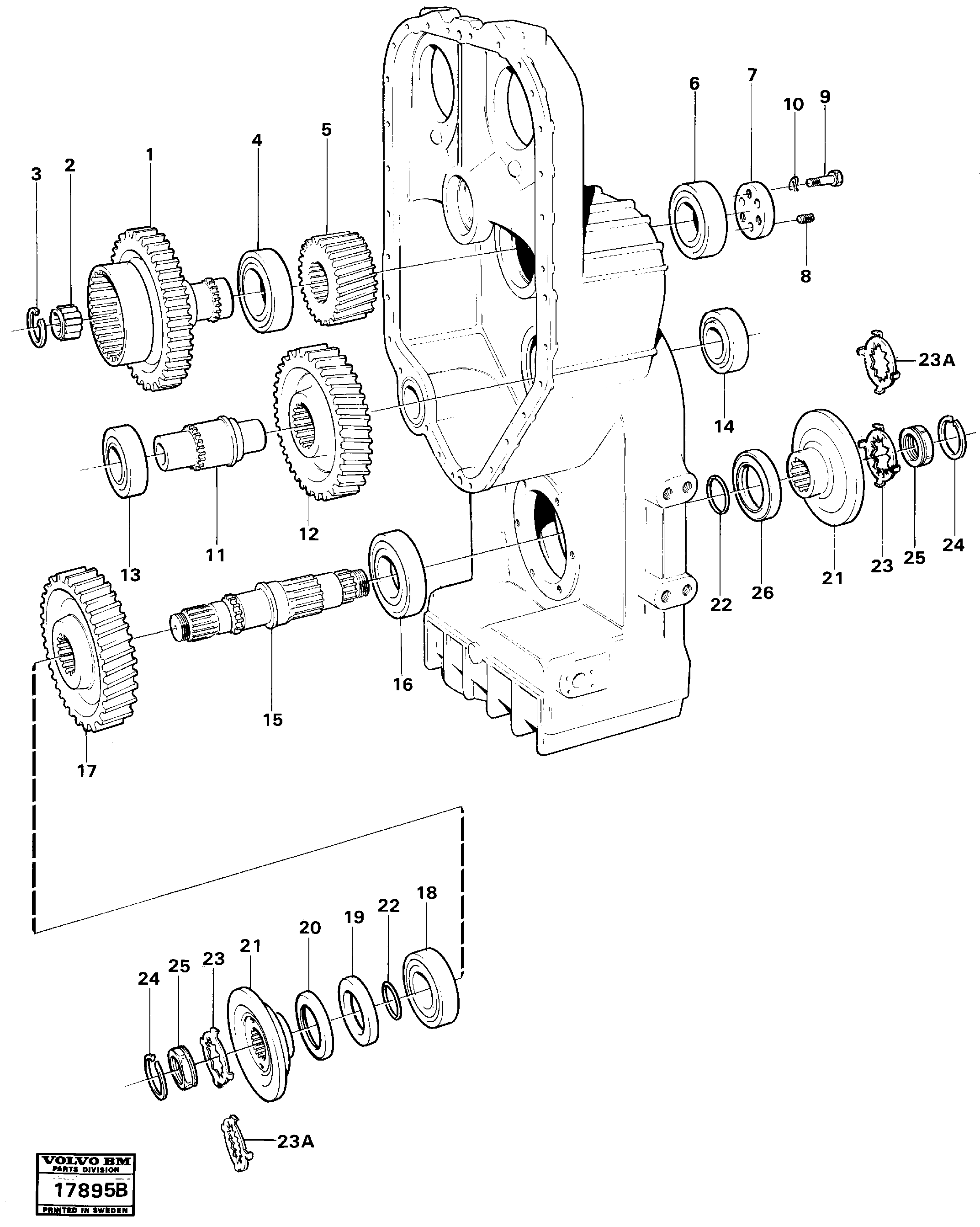 Схема запчастей Volvo L160 - 51986 Transfer gearbox gears and shafts L160 VOLVO BM L160