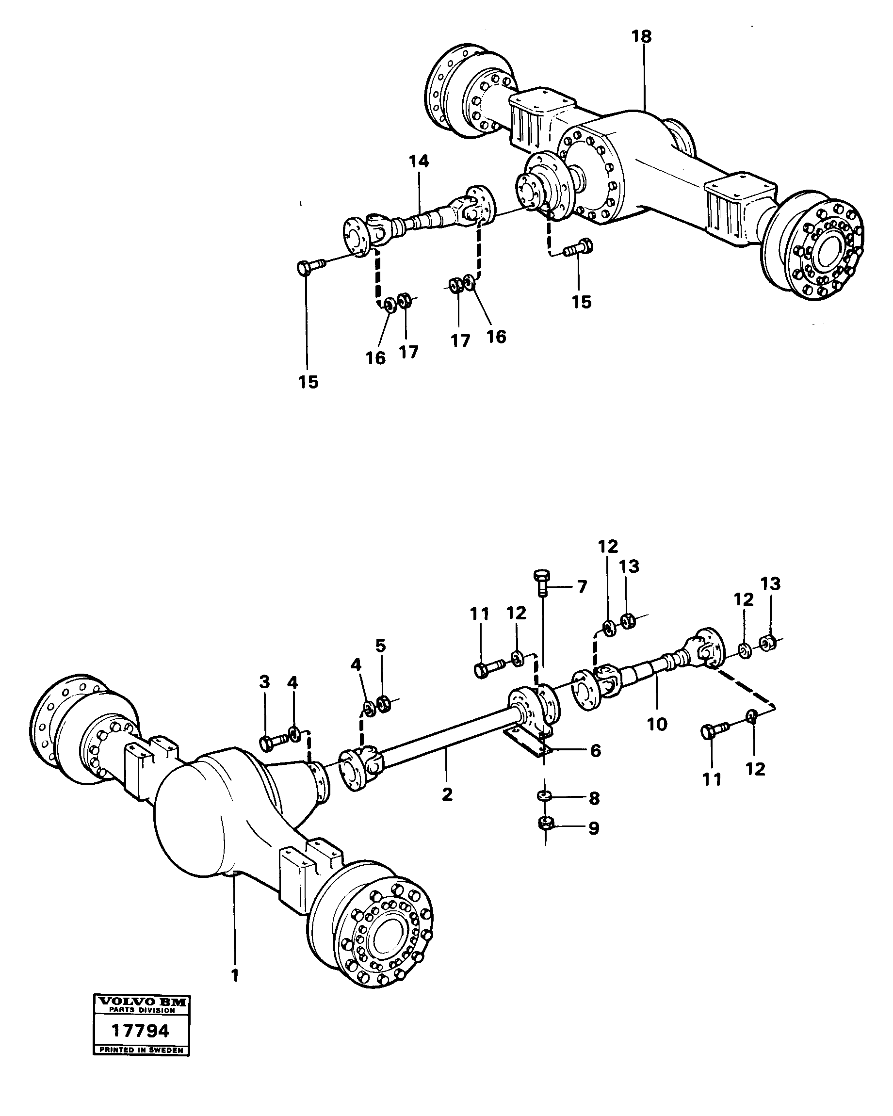 Схема запчастей Volvo L160 - 20239 Propeller shafts with fitting parts L160 VOLVO BM L160