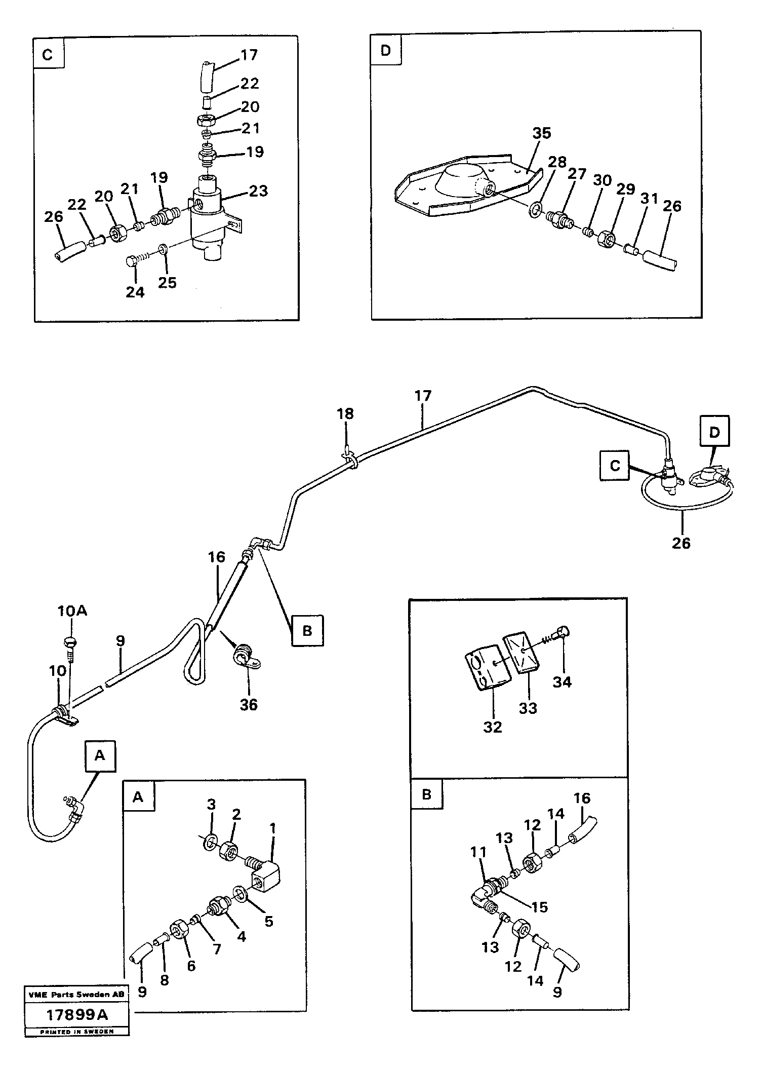 Схема запчастей Volvo L160 - 18355 Differential lock pneumatic system L160 VOLVO BM L160