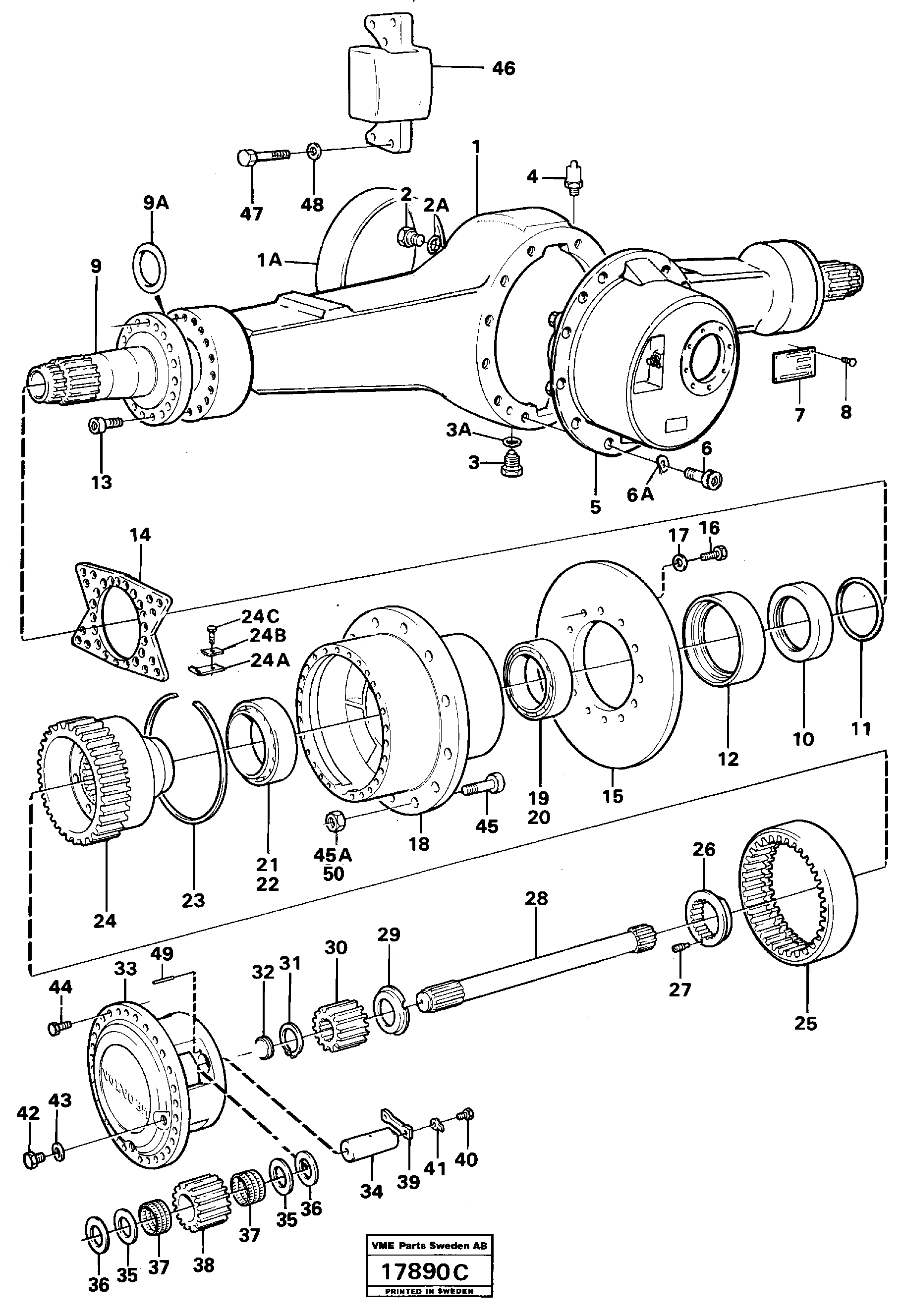 Схема запчастей Volvo L160 - 90157 Мост ведущий задний L160 VOLVO BM L160