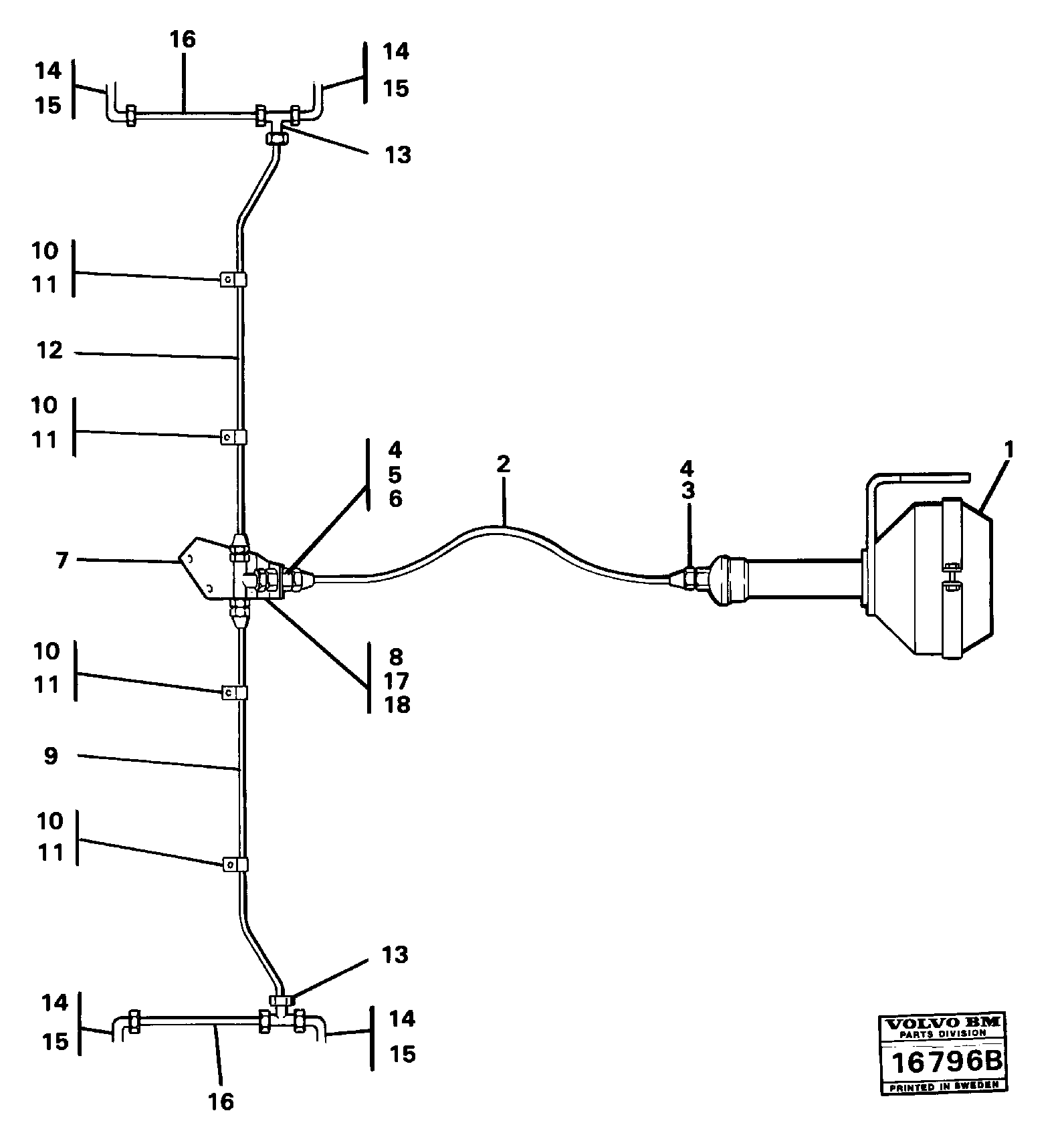 Схема запчастей Volvo L160 - 24984 Hydraulic system rear L160 VOLVO BM L160