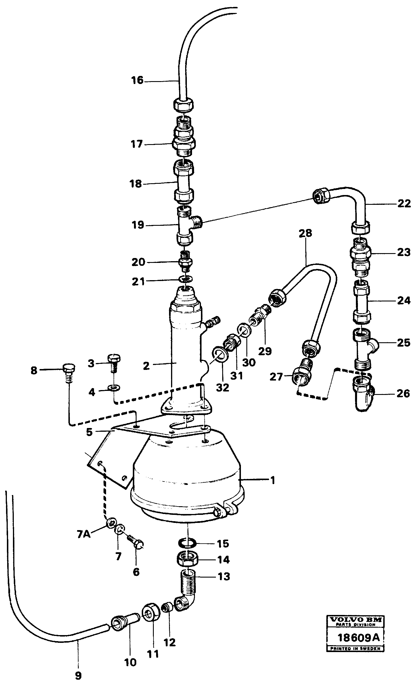 Схема запчастей Volvo L160 - 28879 Diapragm cylinder L160 VOLVO BM L160