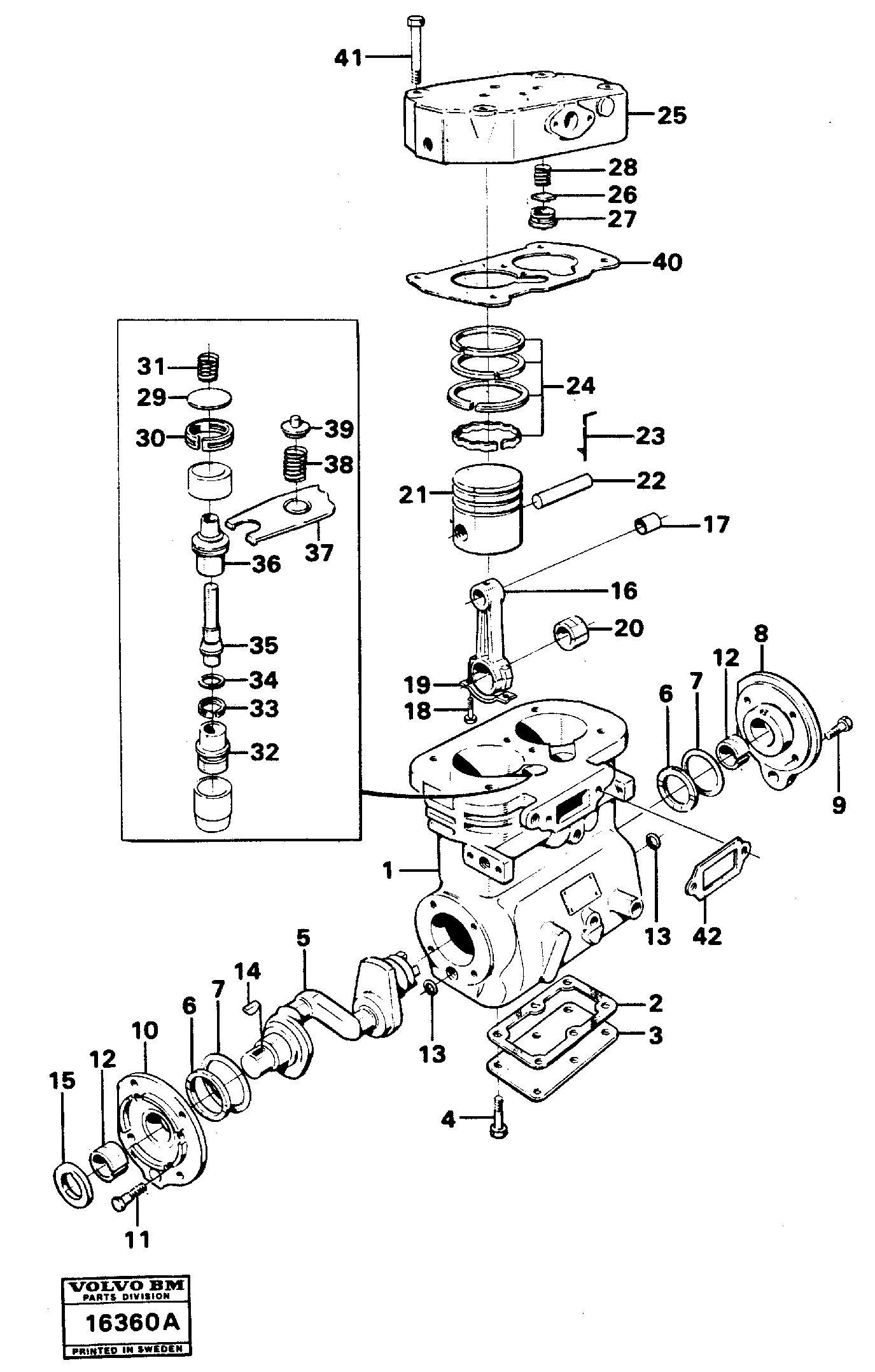 Схема запчастей Volvo L160 - 11416 Air compressor L160 VOLVO BM L160