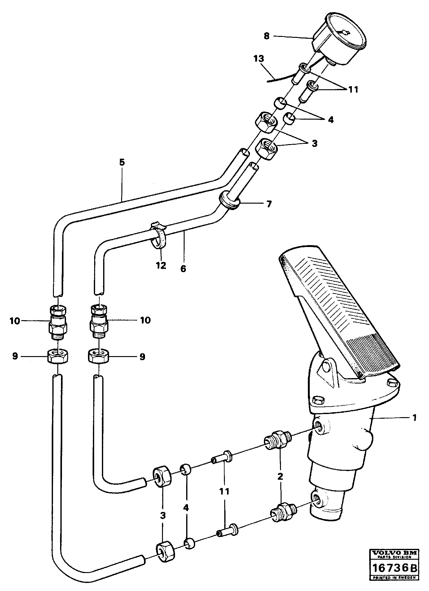 Схема запчастей Volvo L160 - 18357 Pressure gauge L160 VOLVO BM L160