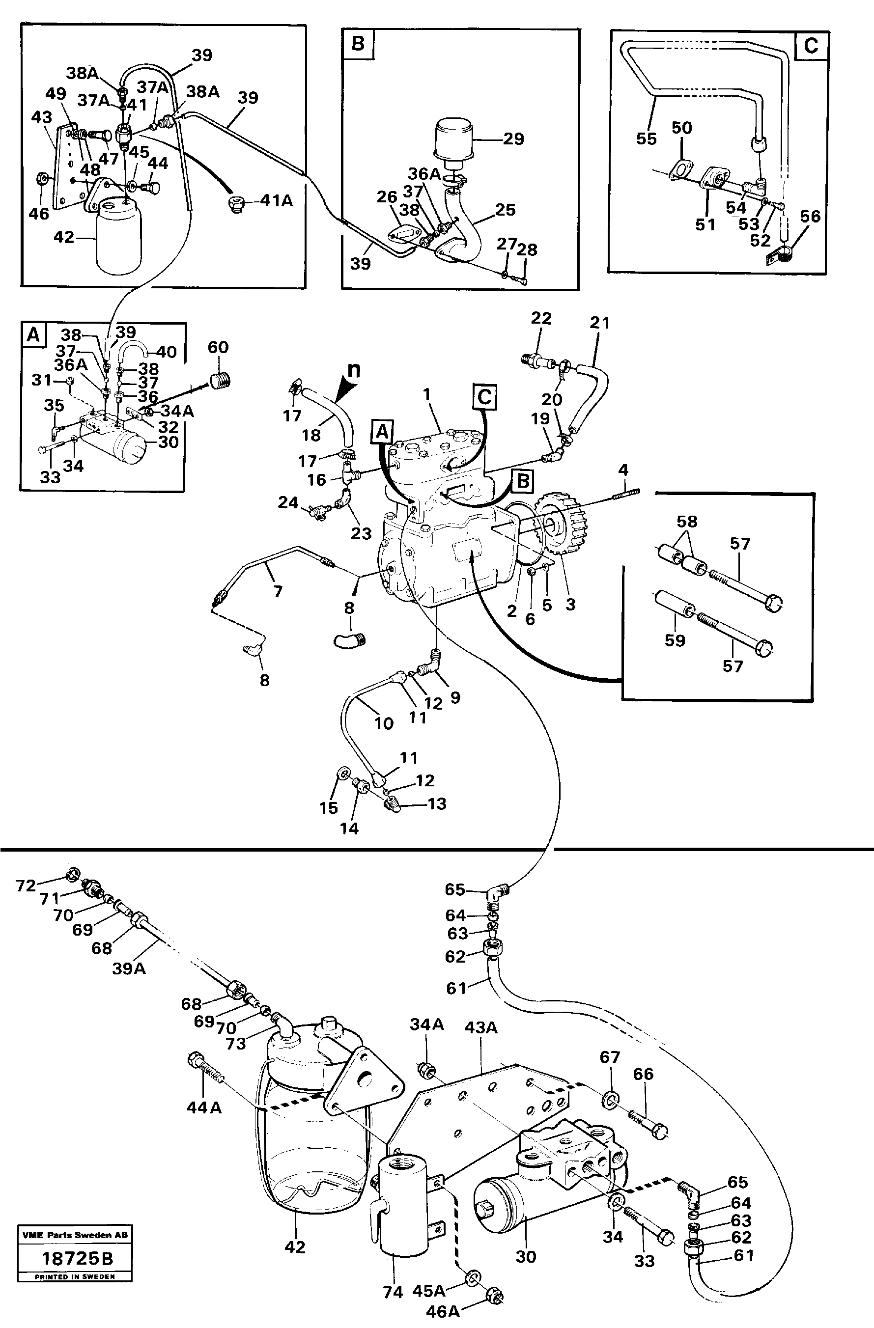 Схема запчастей Volvo L160 - 81400 Air-compressor with fitting parts L160 VOLVO BM L160