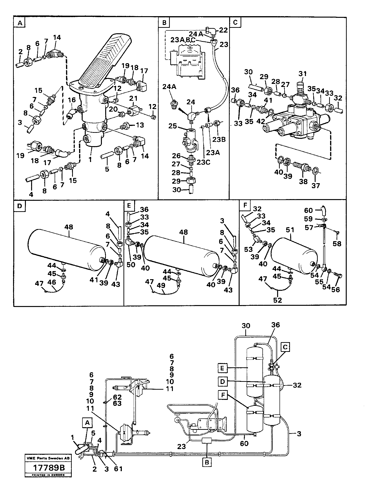Схема запчастей Volvo L160 - 85006 Pneumatic system pipes L160 VOLVO BM L160