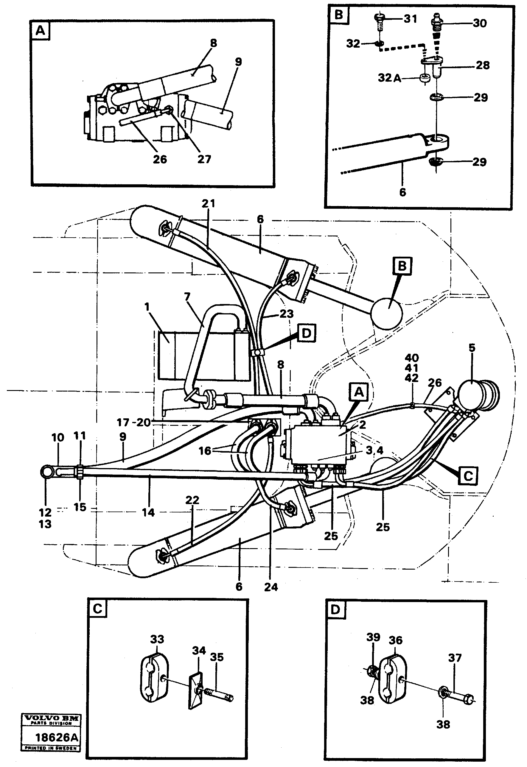 Схема запчастей Volvo L160 - 4058 Steering system: components and hoses L160 VOLVO BM L160