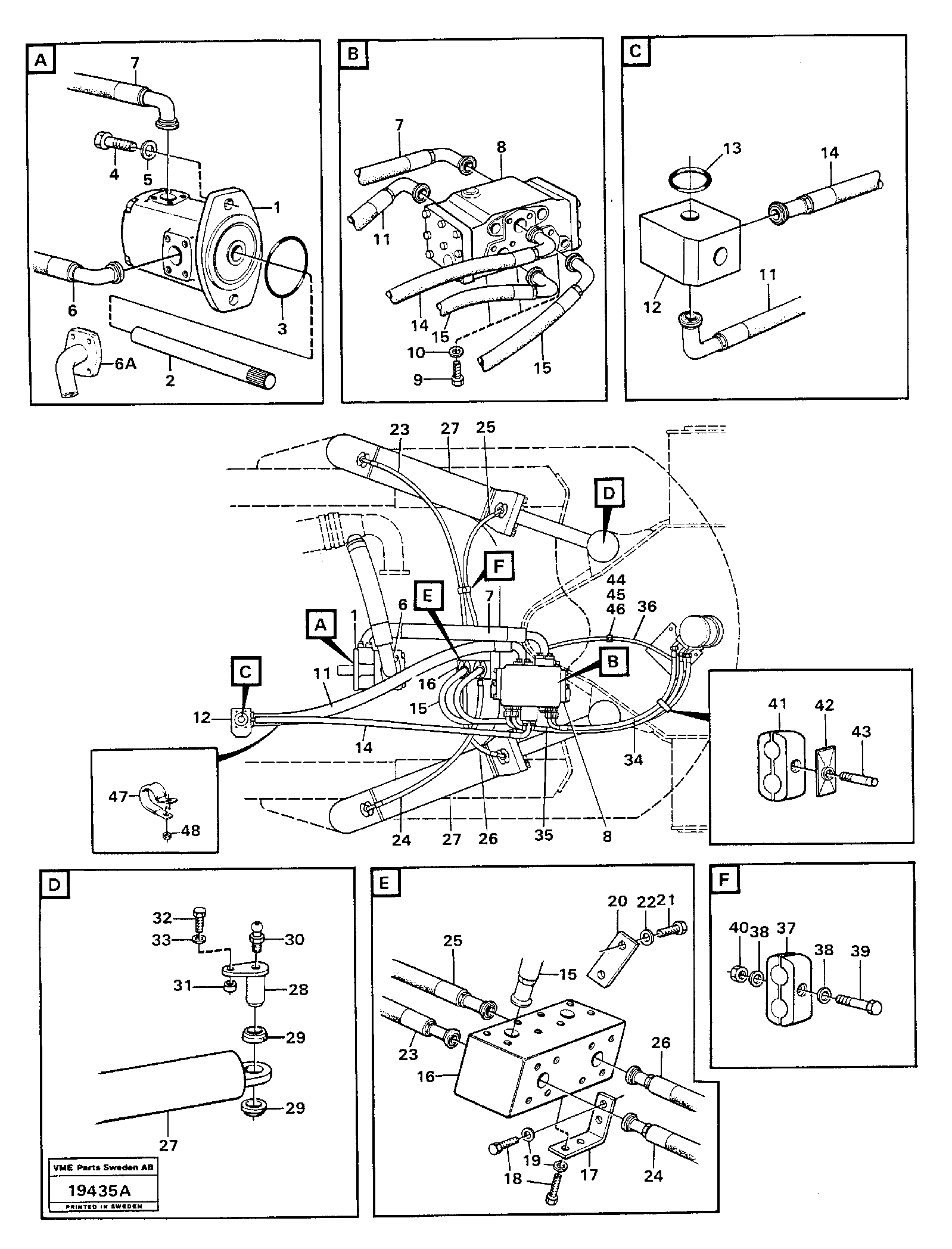 Схема запчастей Volvo L160 - 4060 Steering system: components and hoses L160 VOLVO BM L160
