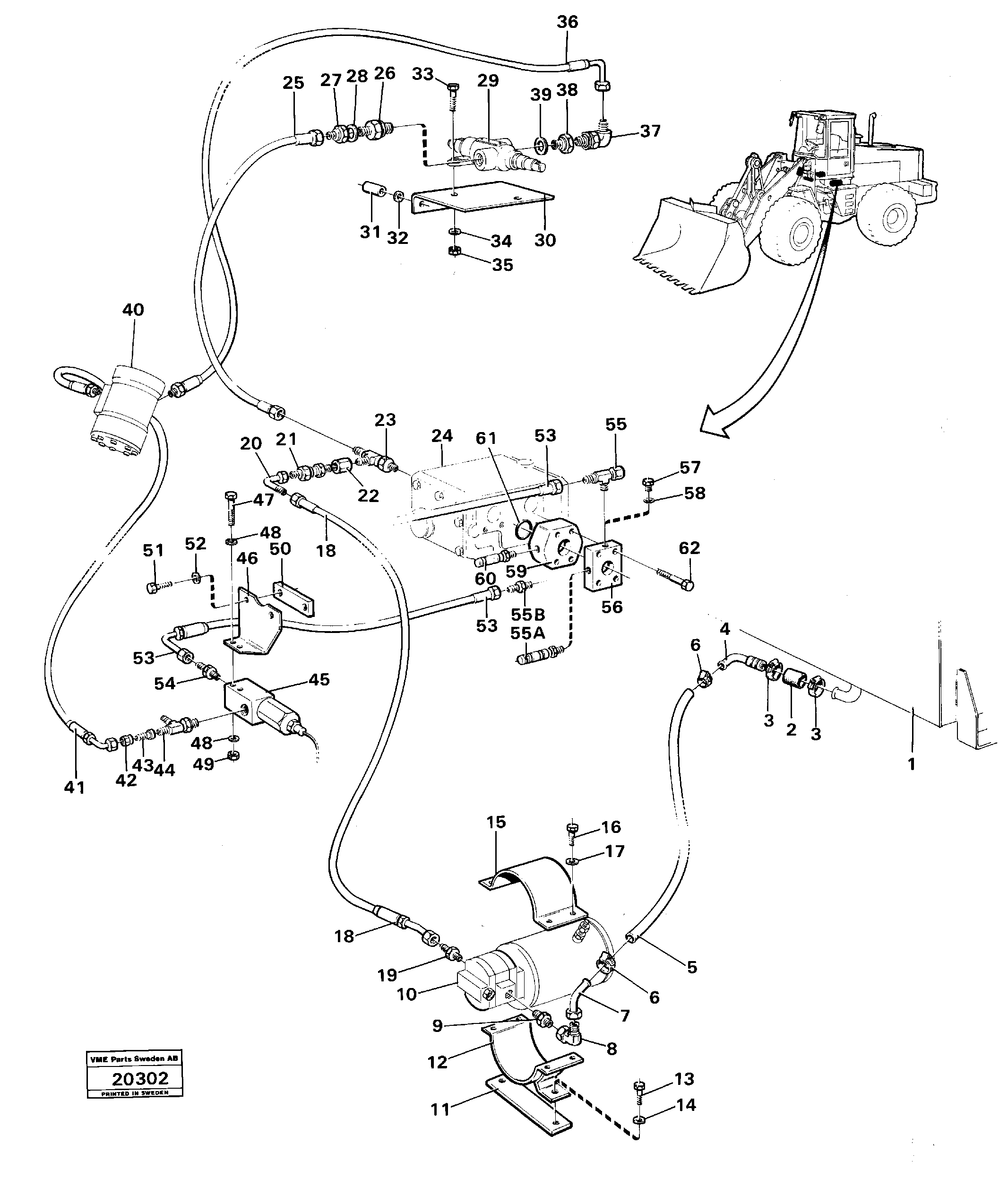 Схема запчастей Volvo L160 - 98446 Secondary steering system L160 VOLVO BM L160