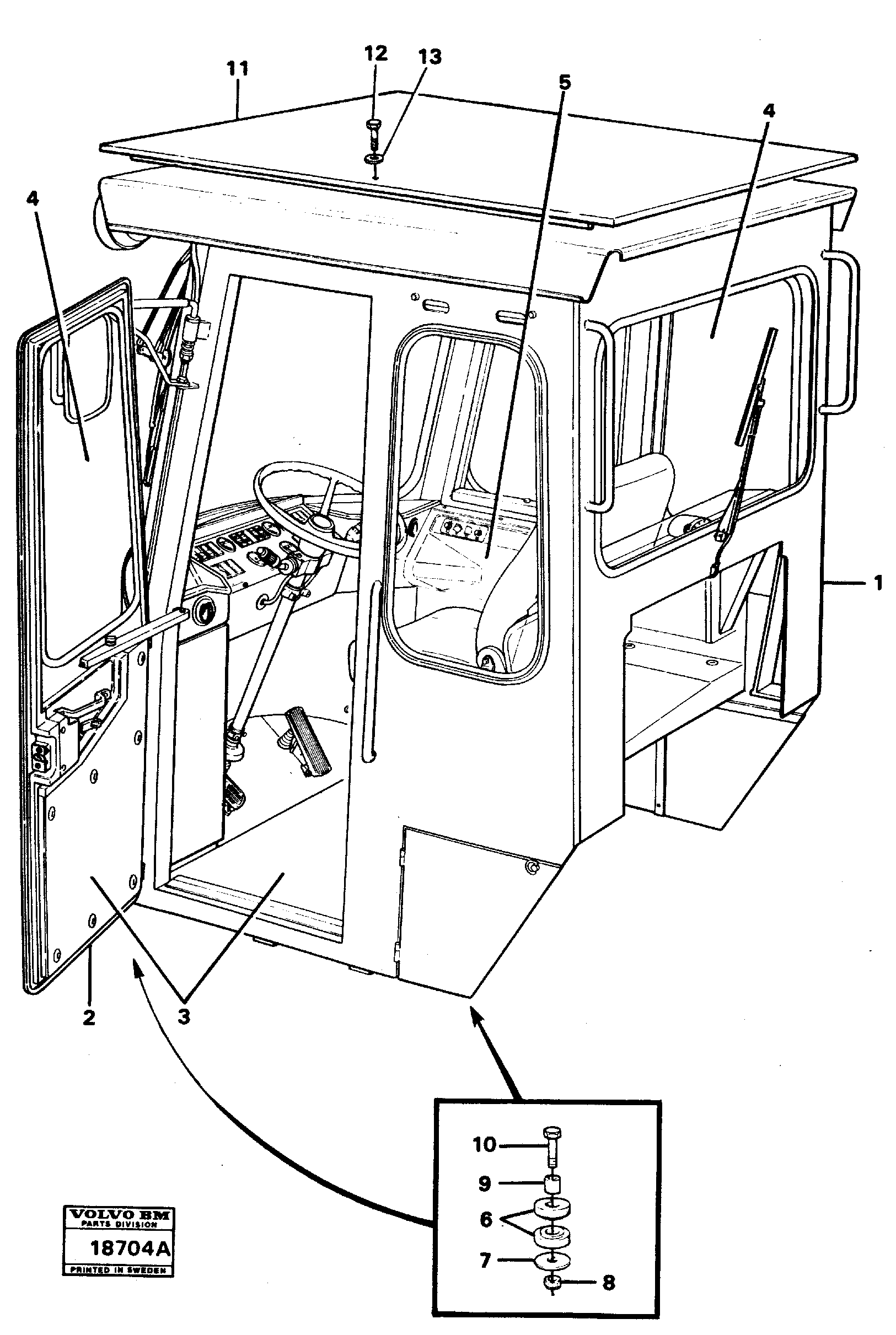 Схема запчастей Volvo L160 - 18961 Operators cab L160 VOLVO BM L160