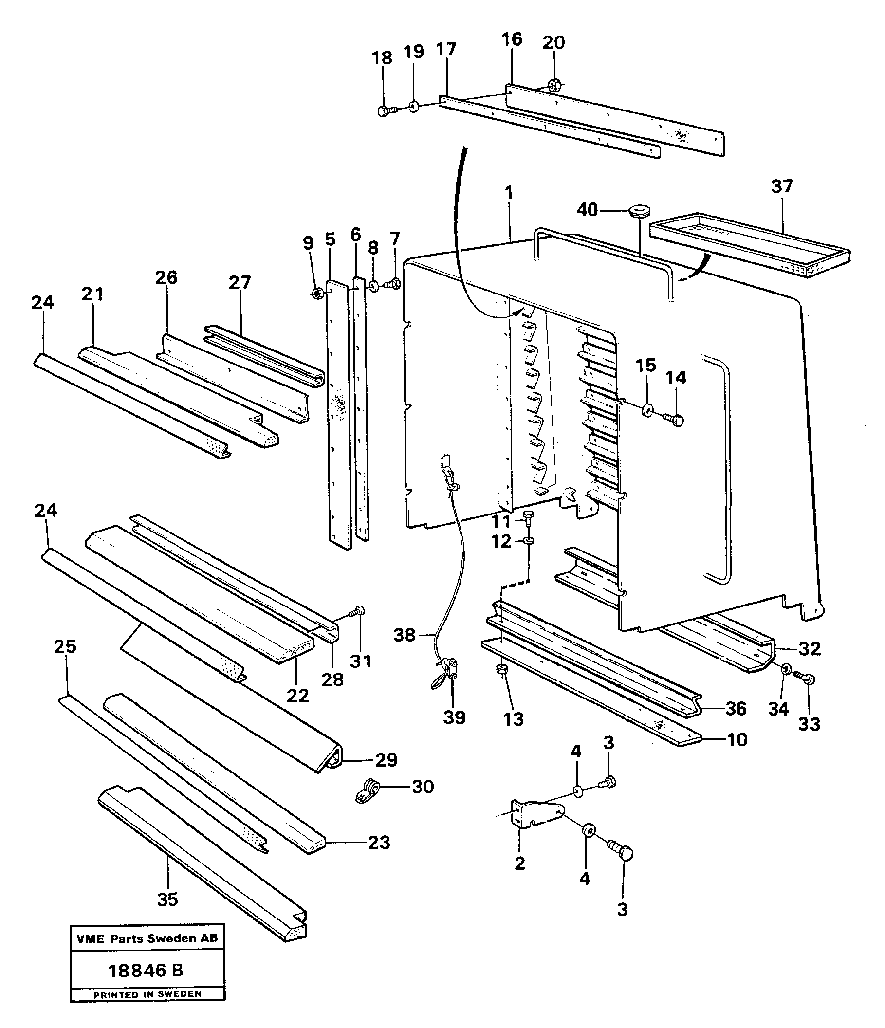 Схема запчастей Volvo L160 - 22664 Radiator casing L160 VOLVO BM L160