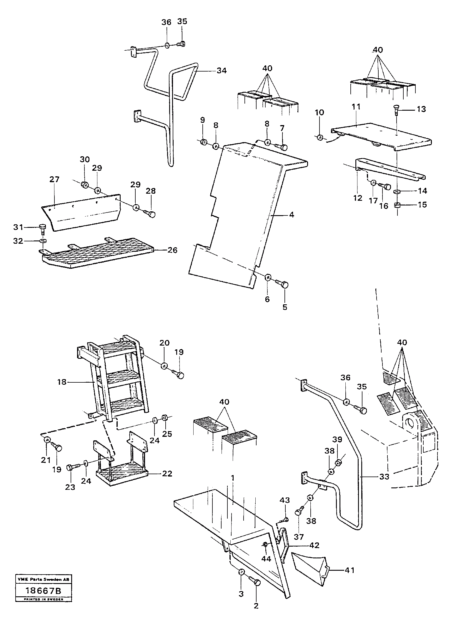 Схема запчастей Volvo L160 - 40649 Front and rear mudguards L160 VOLVO BM L160