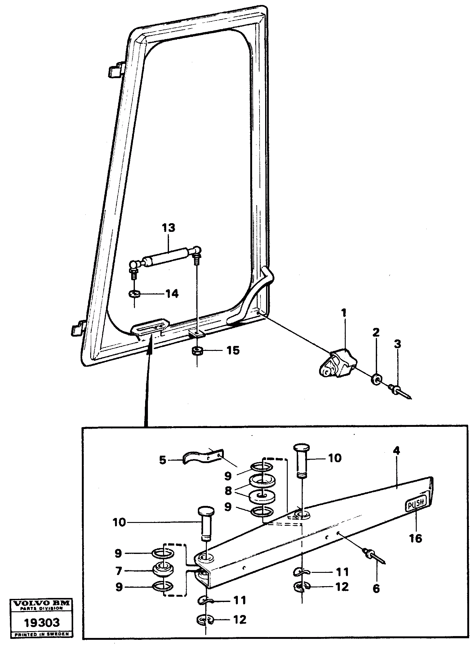 Схема запчастей Volvo L160 - 4065 Lock and handle L160 VOLVO BM L160