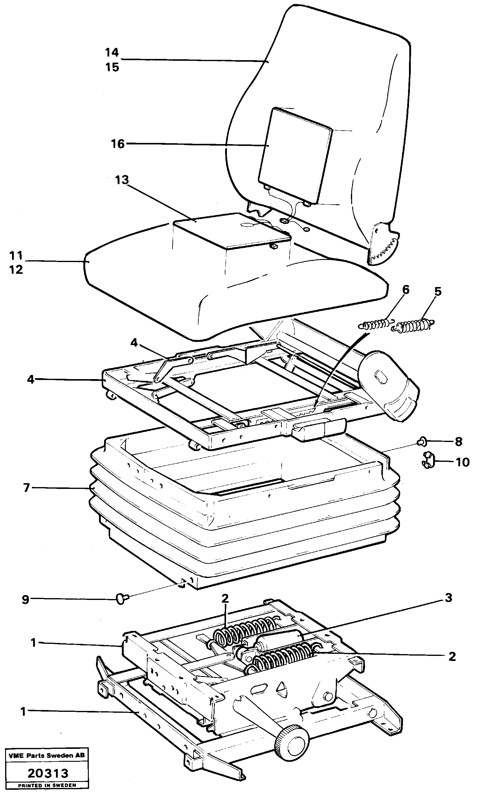 Схема запчастей Volvo L160 - 3353 Operators seat L160 VOLVO BM L160