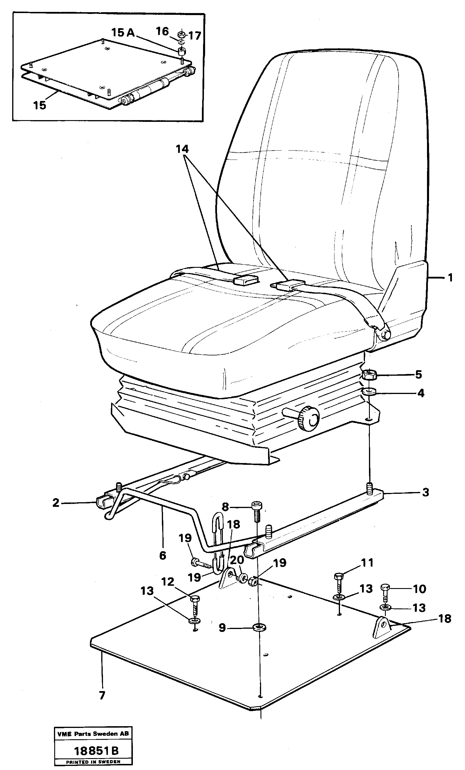 Схема запчастей Volvo L160 - 40650 Drivers seat & mountings L160 VOLVO BM L160