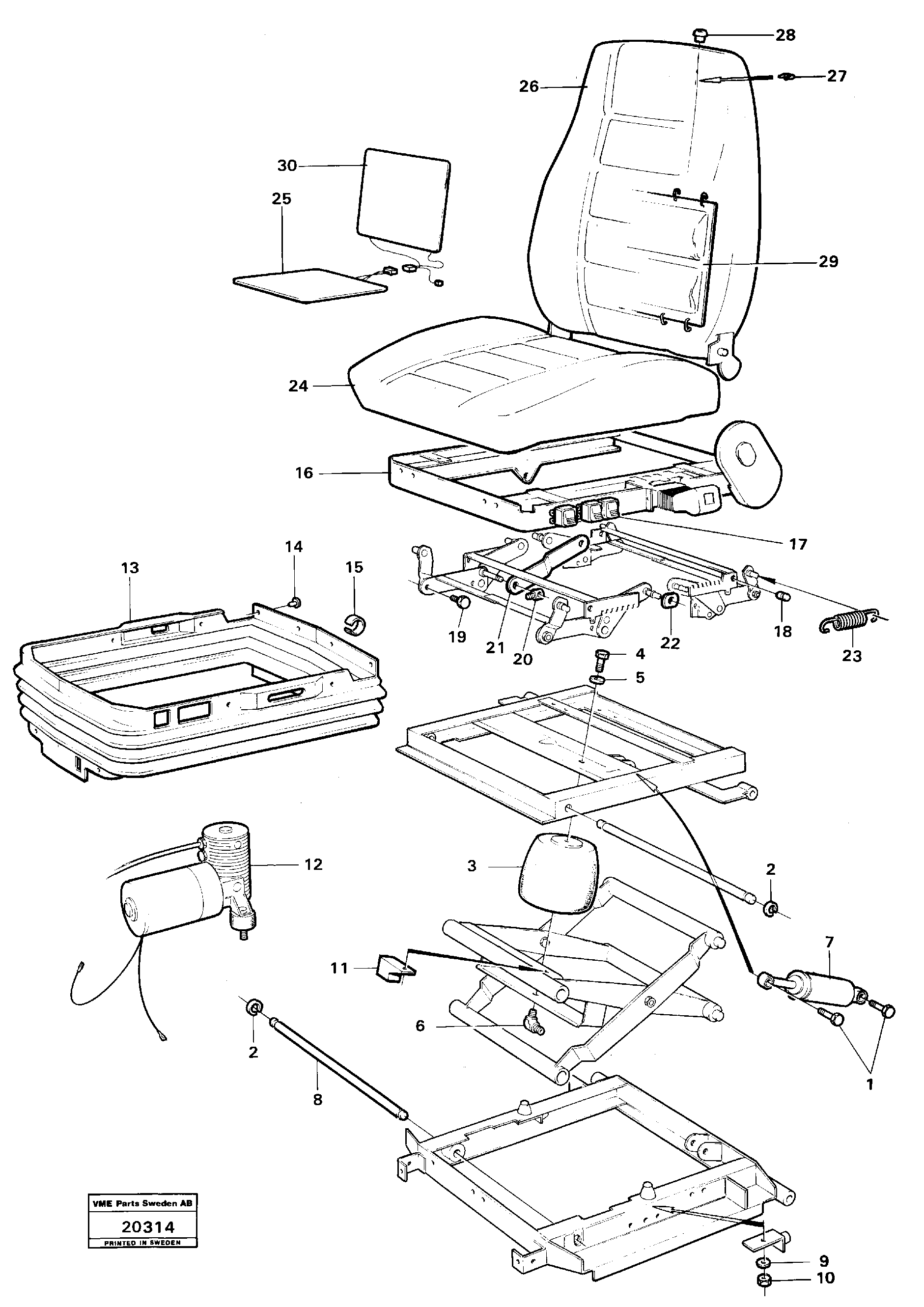 Схема запчастей Volvo L160 - 54409 Operators seat, heated, air suspensioned L160 VOLVO BM L160