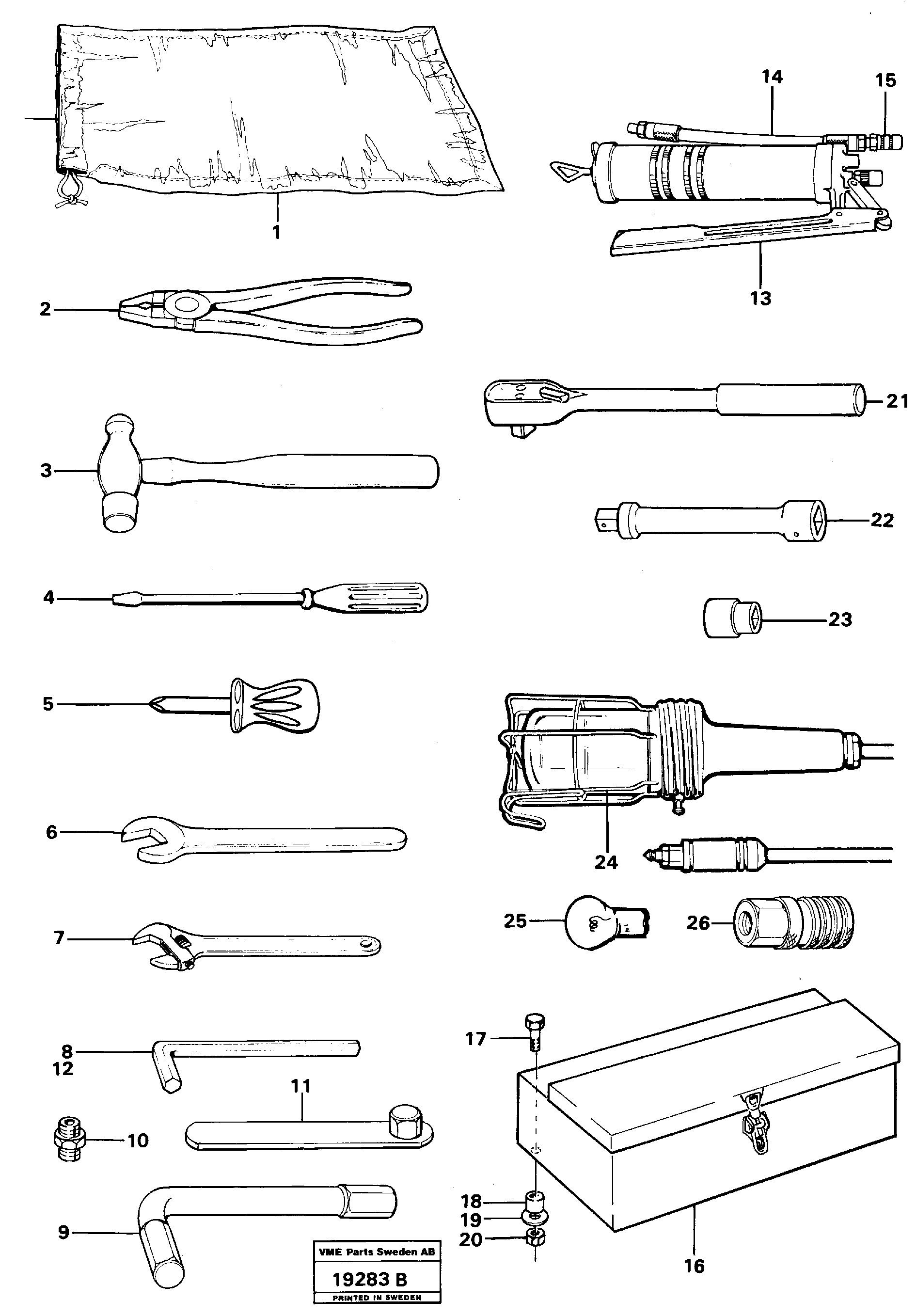 Схема запчастей Volvo L160 - 52142 Инструменты для ремонта L160 VOLVO BM L160