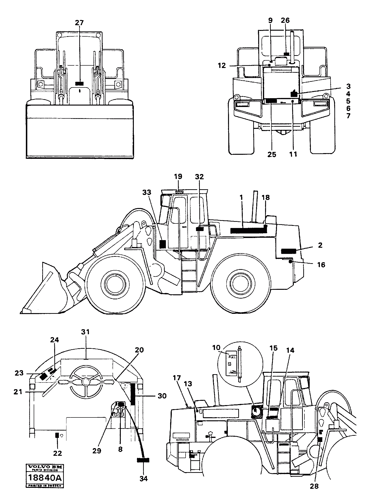Схема запчастей Volvo L160 - 65950 Sign plates and decals L160 VOLVO BM L160