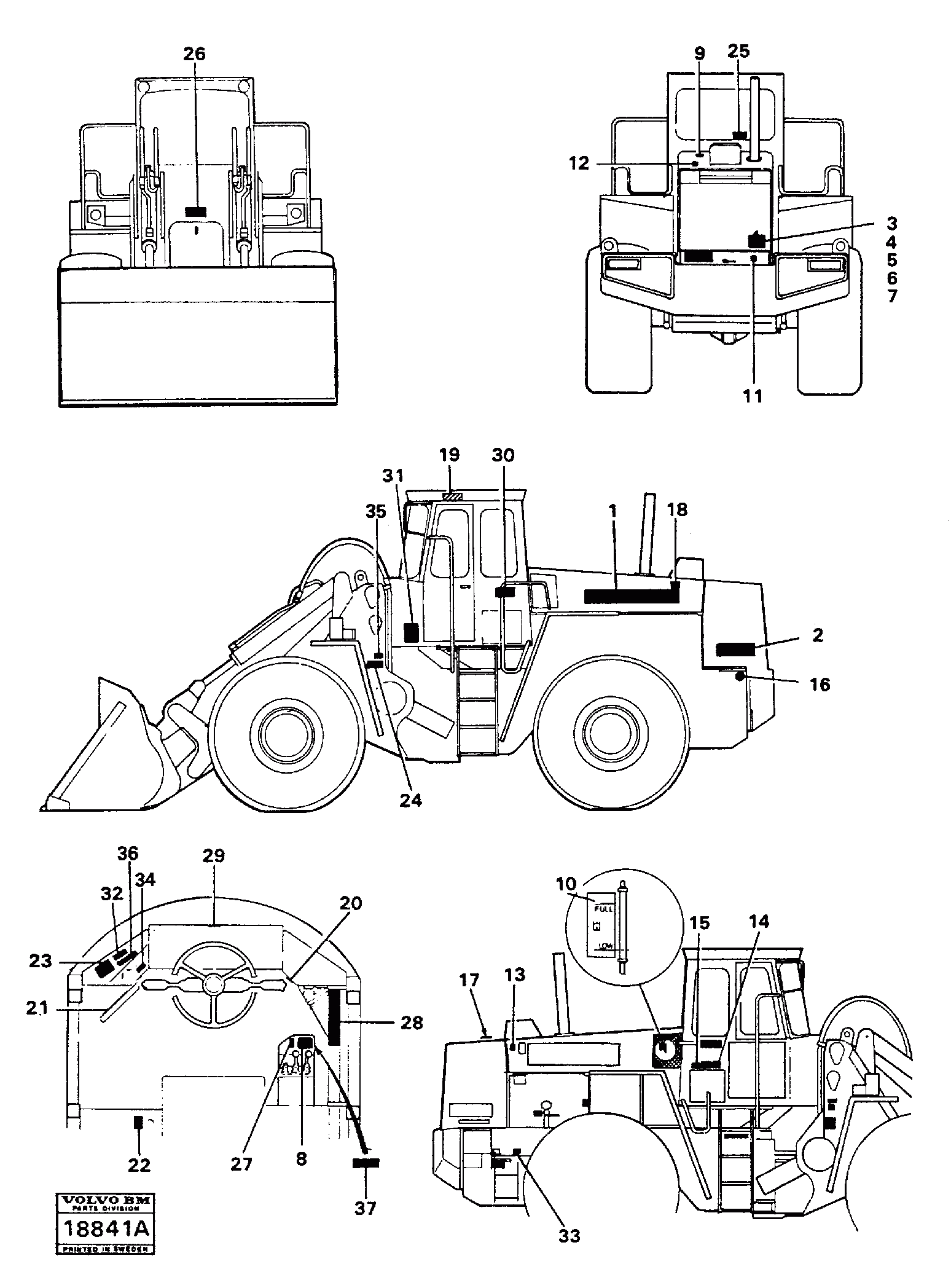 Схема запчастей Volvo L160 - 65951 Sign plates and decals L160 VOLVO BM L160