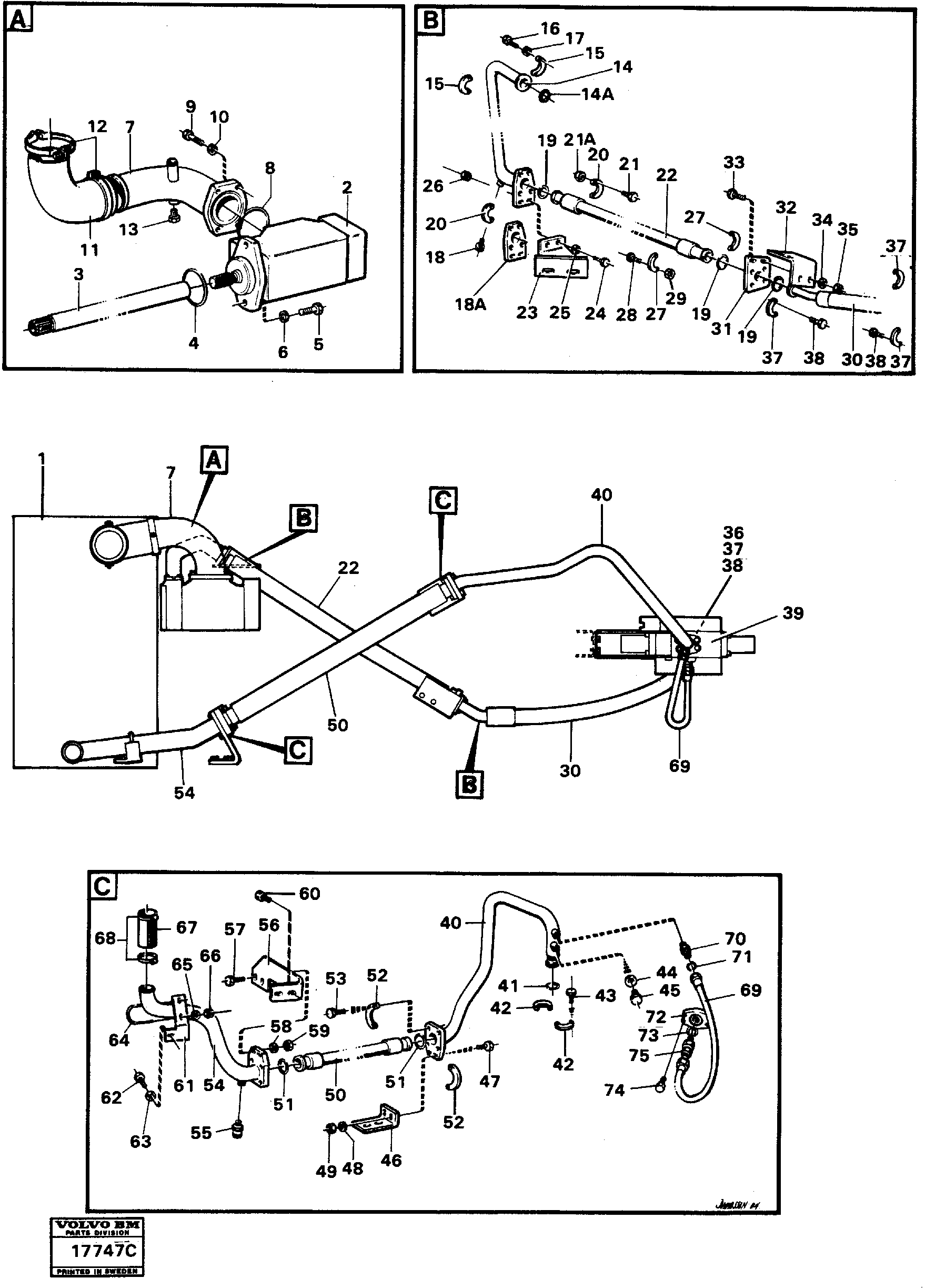 Схема запчастей Volvo L160 - 102805 Hydraulic system: feed lines L160 VOLVO BM L160