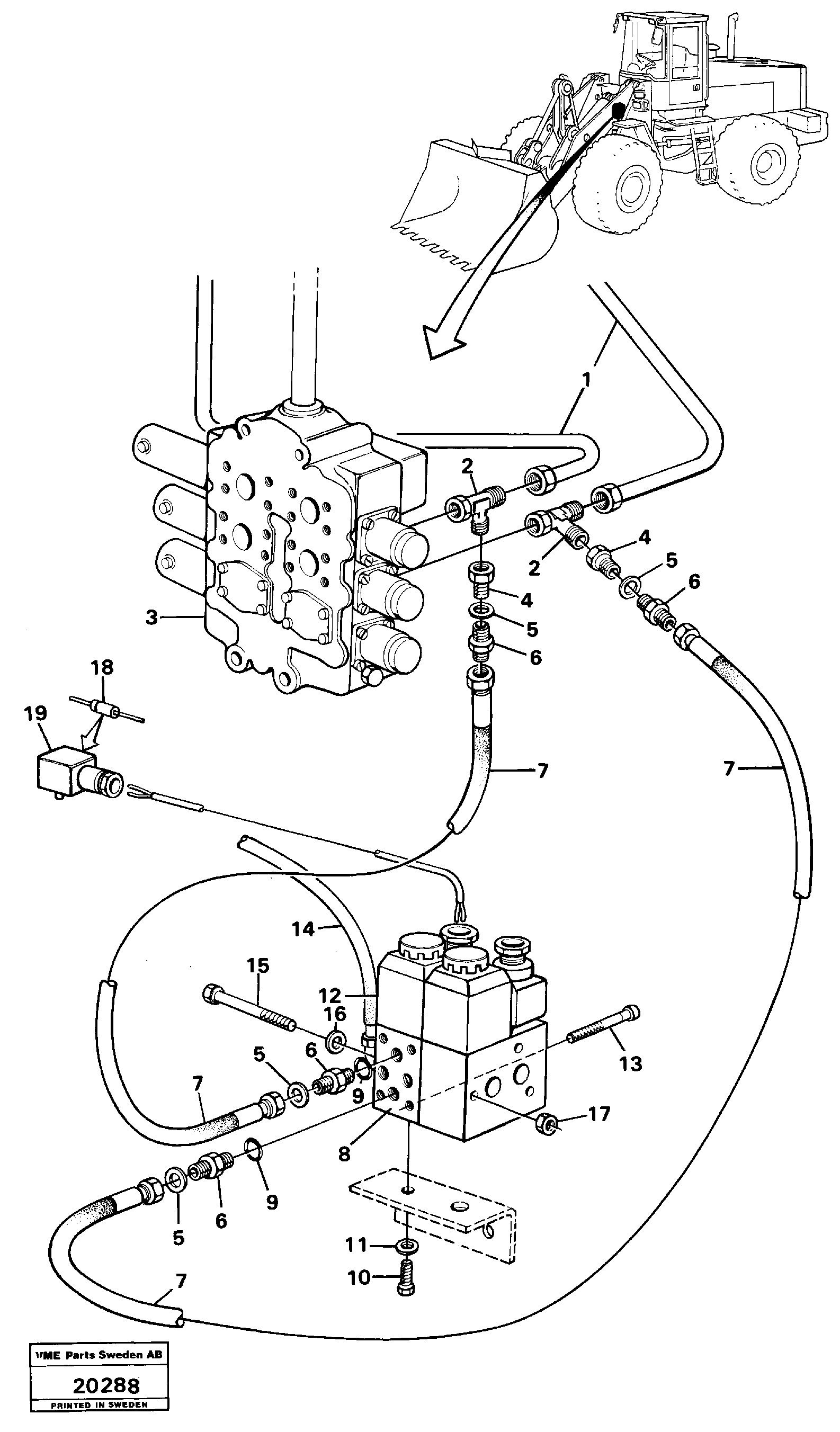 Схема запчастей Volvo L160 - 15458 Pressure balancing 3:rd function L160 VOLVO BM L160