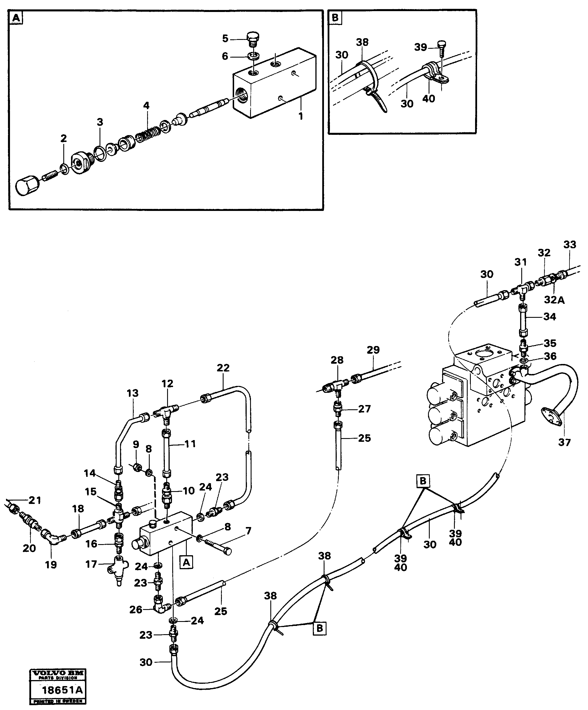 Схема запчастей Volvo L160 - 21222 Boom lowering system L160 VOLVO BM L160