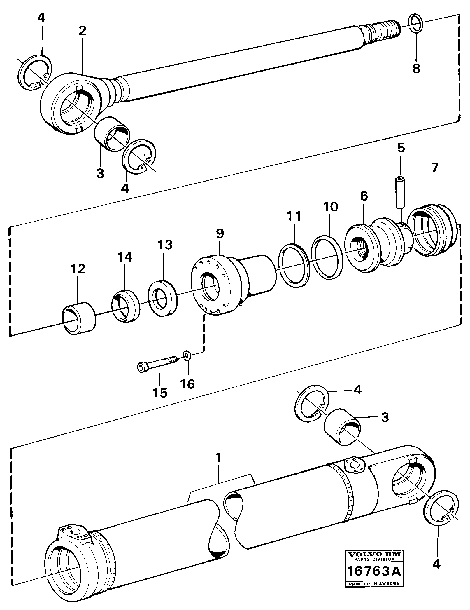 Схема запчастей Volvo L160 - 22884 Hydraulic cylinder tilting L160 VOLVO BM L160