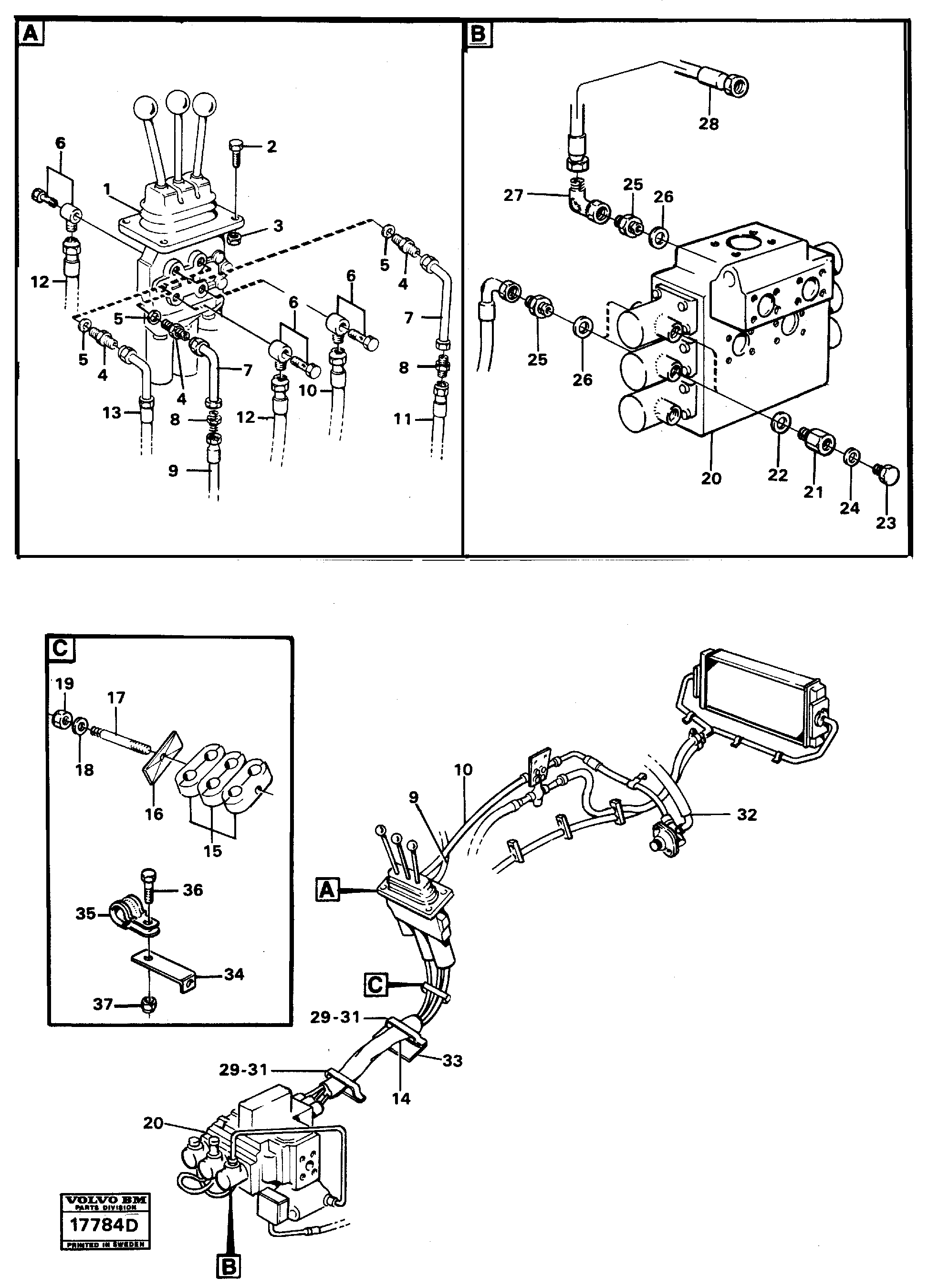 Схема запчастей Volvo L160 - 22887 Servo-system control lines L160 VOLVO BM L160