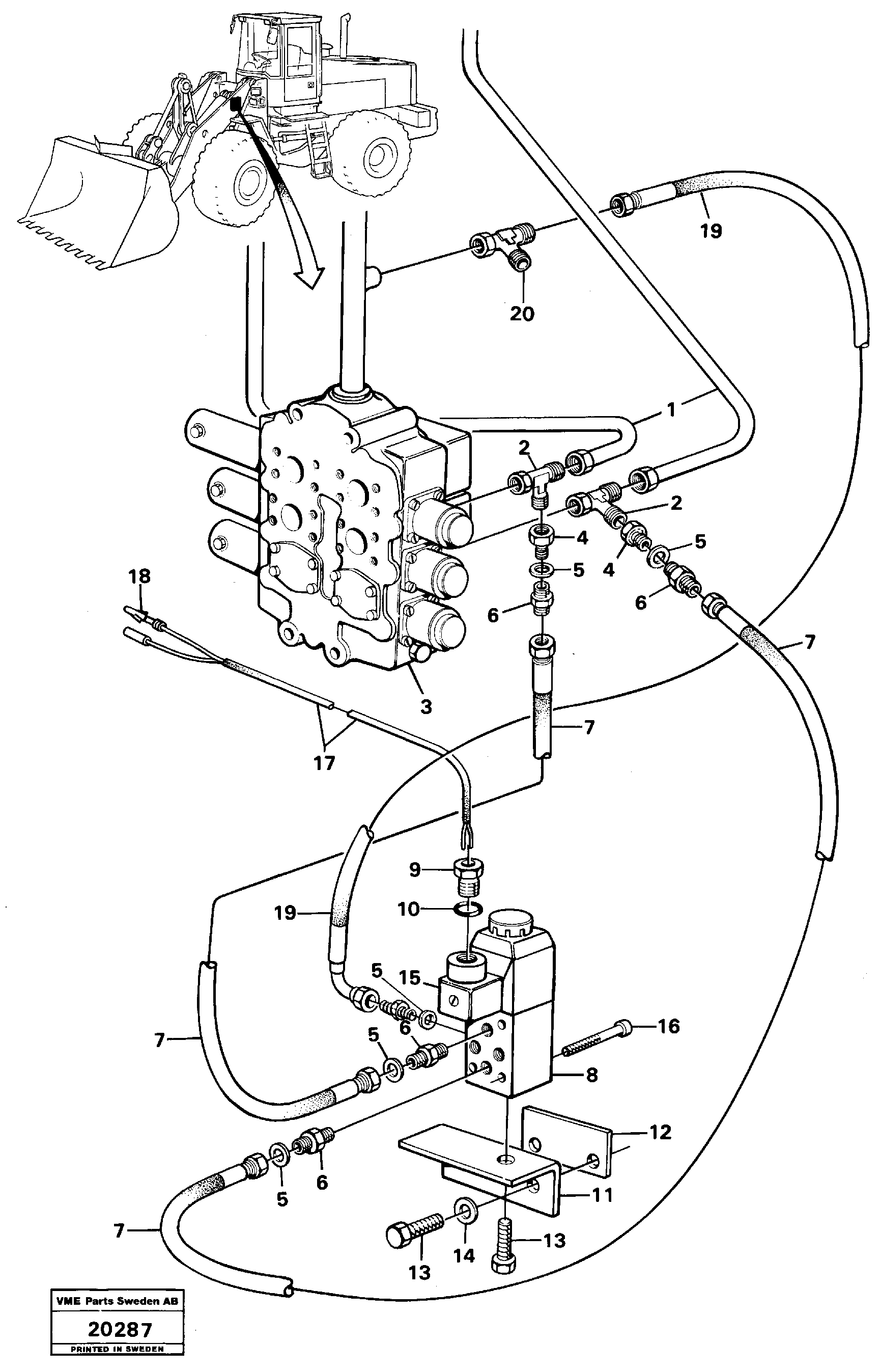 Схема запчастей Volvo L160 - 22888 Pressure balancing 3:rd function L160 VOLVO BM L160