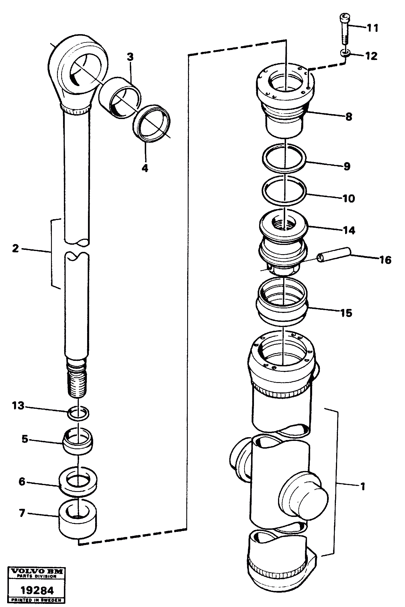 Схема запчастей Volvo L160 - 45936 Гидроцилиндр (цилиндр) подъемный L160 VOLVO BM L160