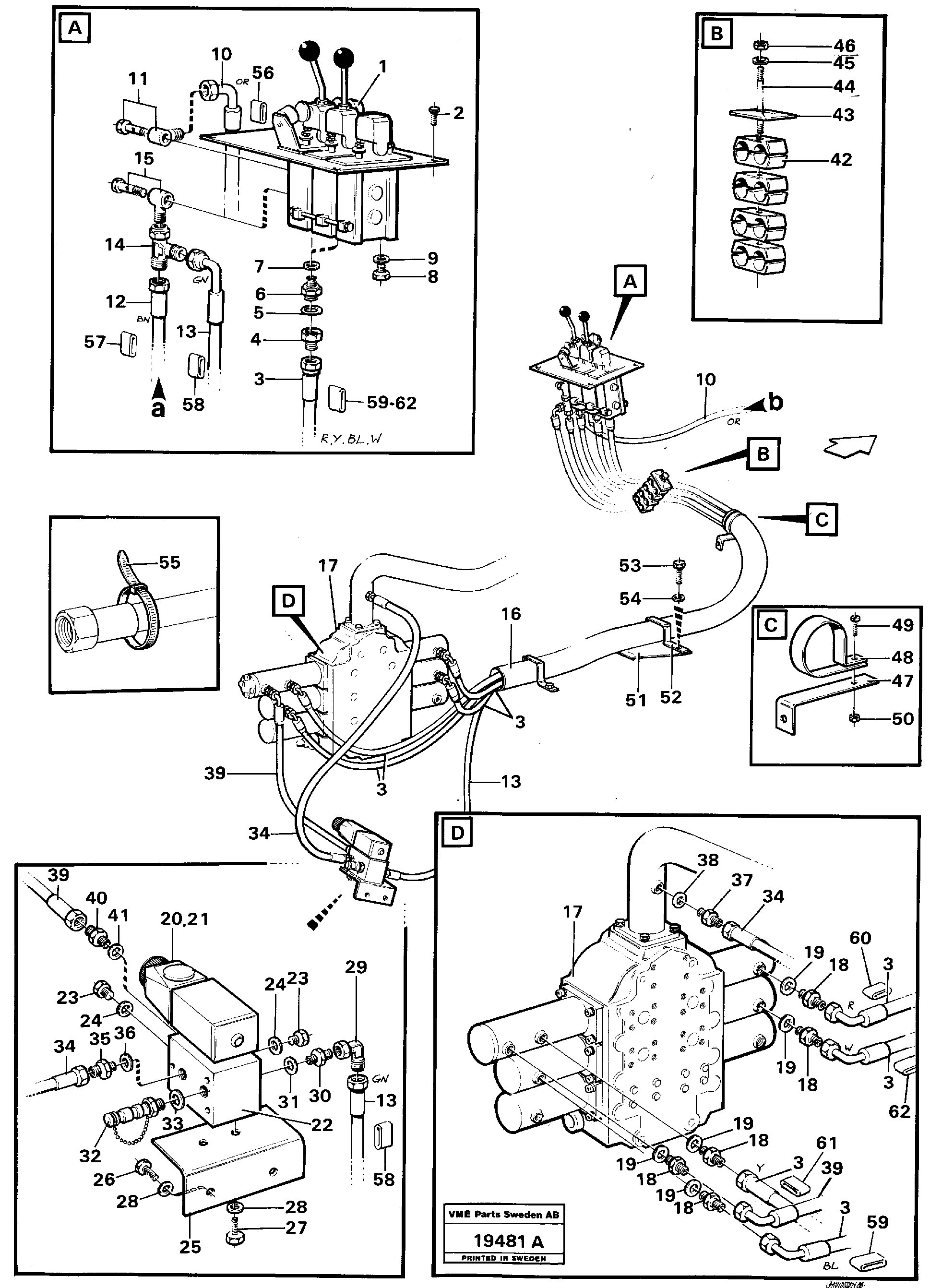 Схема запчастей Volvo L160 - 98517 Servo-system control lines L160 VOLVO BM L160