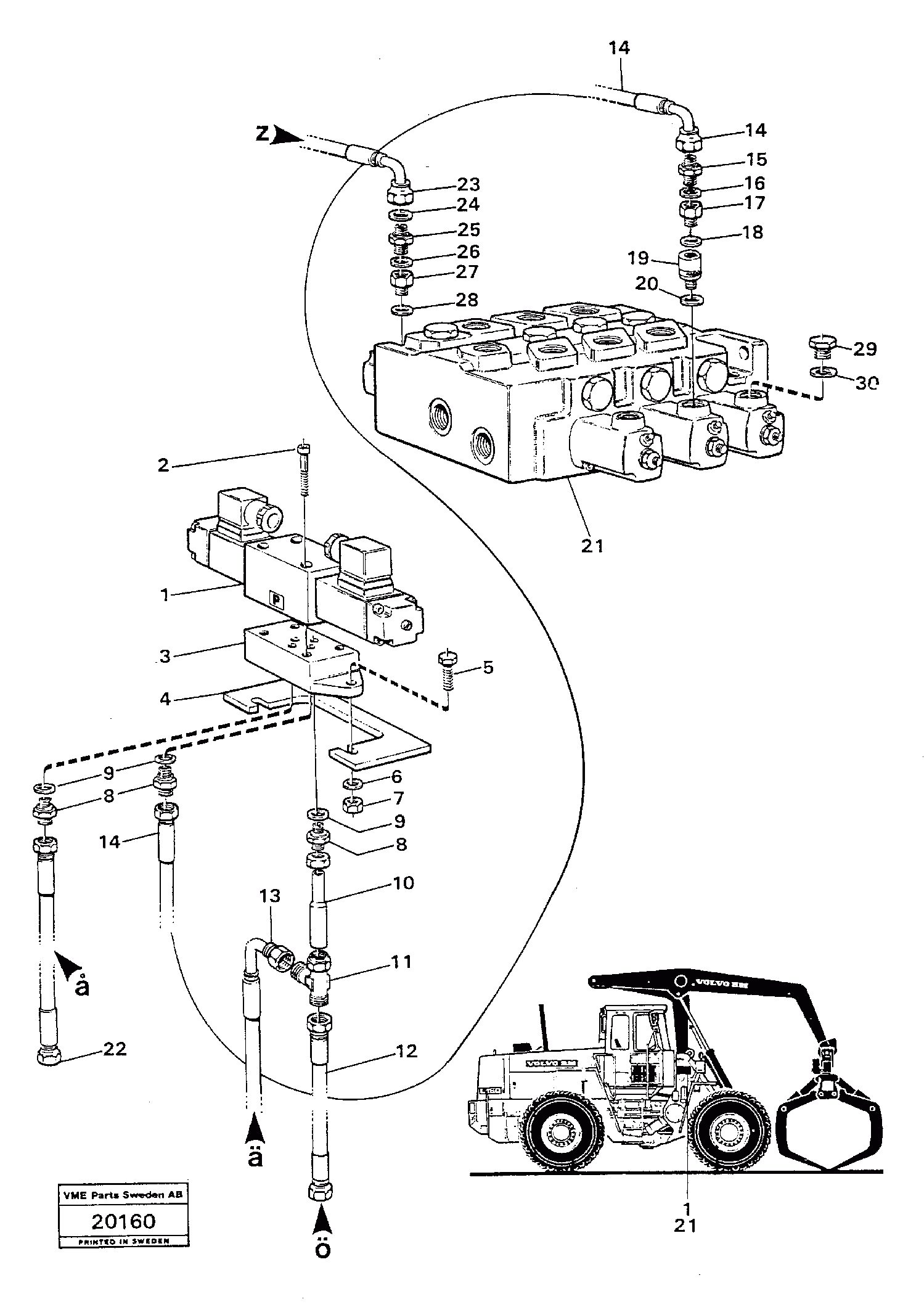 Схема запчастей Volvo L160 - 20430 Solenoid valve with fitting parts L160 VOLVO BM L160