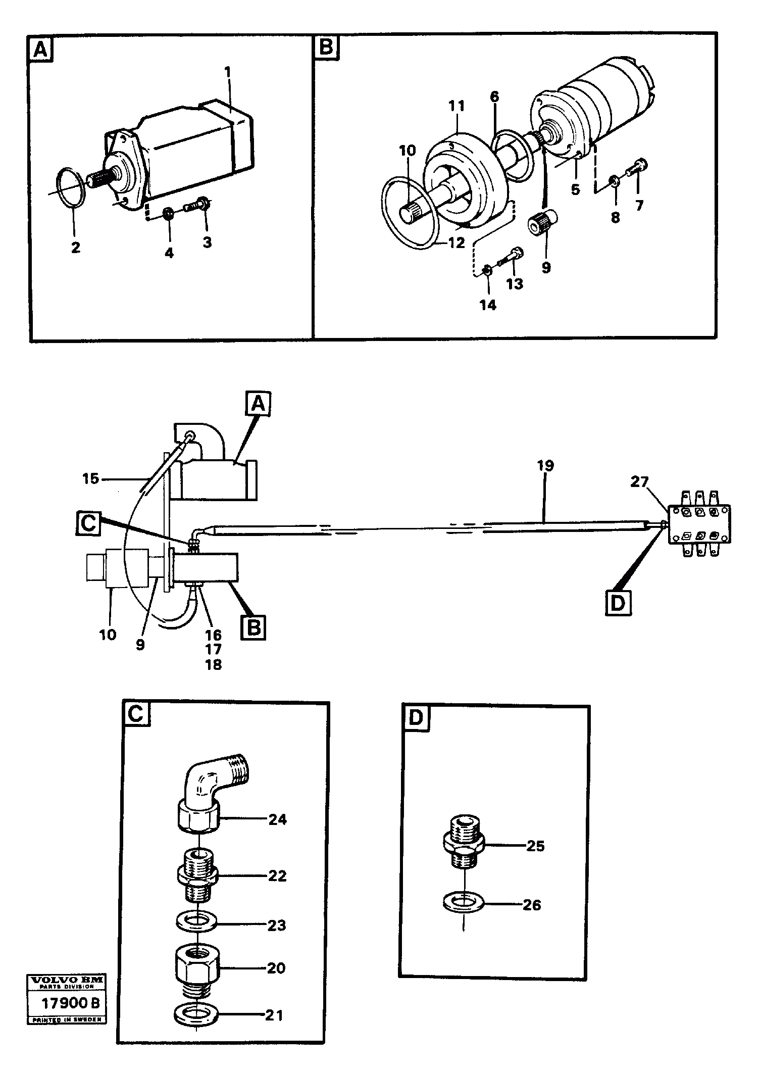 Схема запчастей Volvo L160 - 22894 Hydraulic pumps with fitting parts L160 VOLVO BM L160