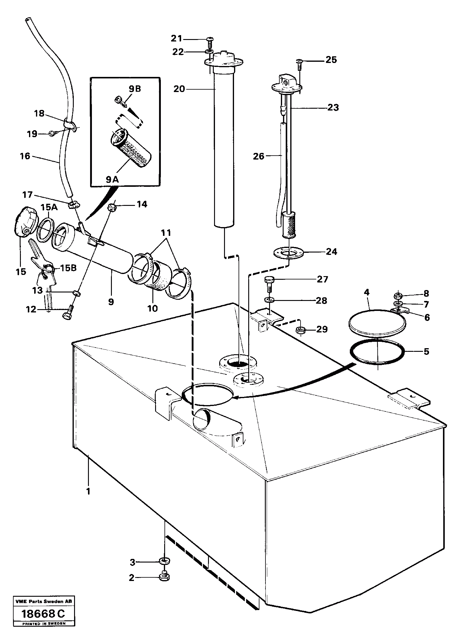 Схема запчастей Volvo L160 - 66355 Топливный бак (бензобак) L160 VOLVO BM L160