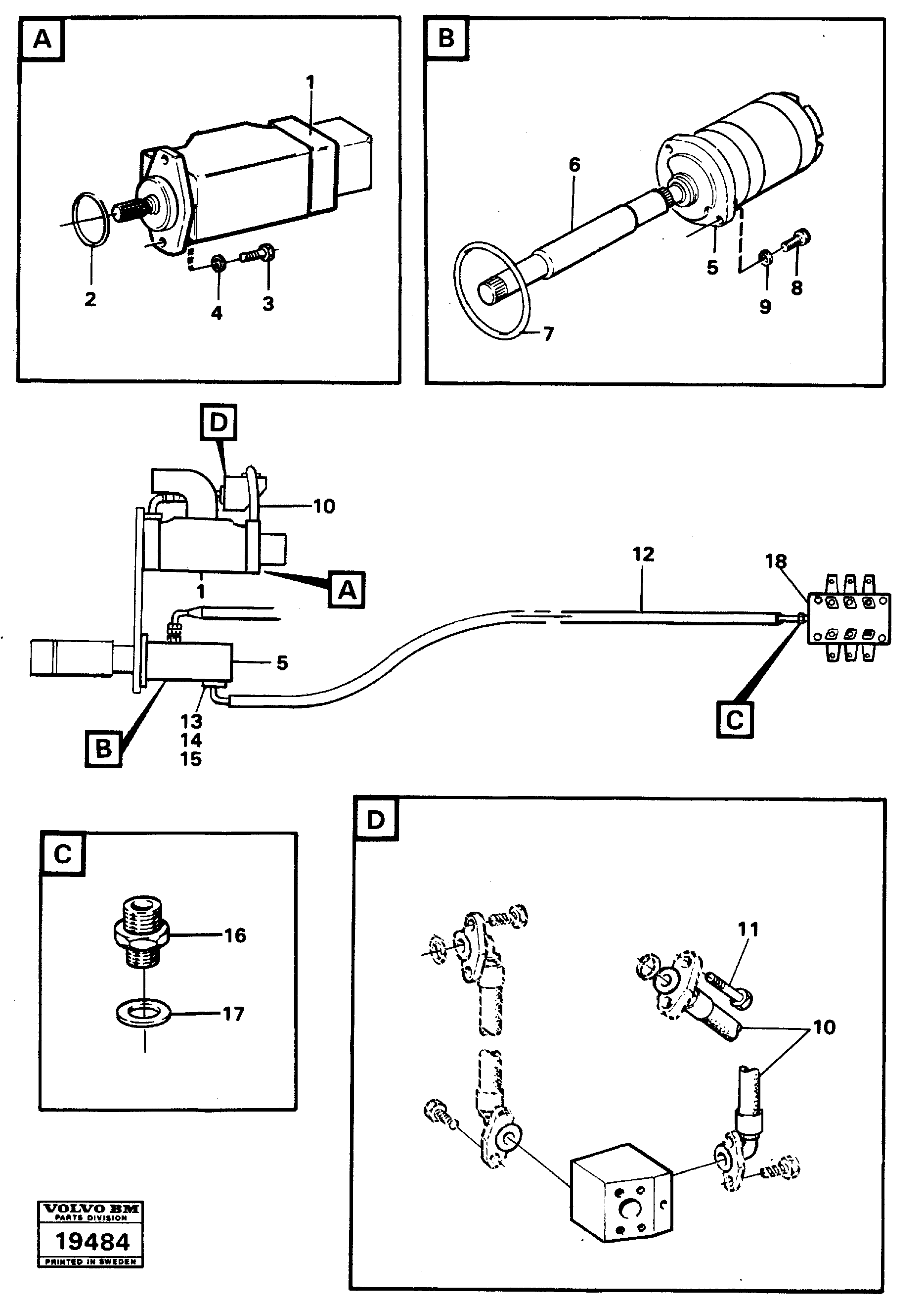 Схема запчастей Volvo L160 - 43628 Hydraulic pumps with fitting parts L160 VOLVO BM L160