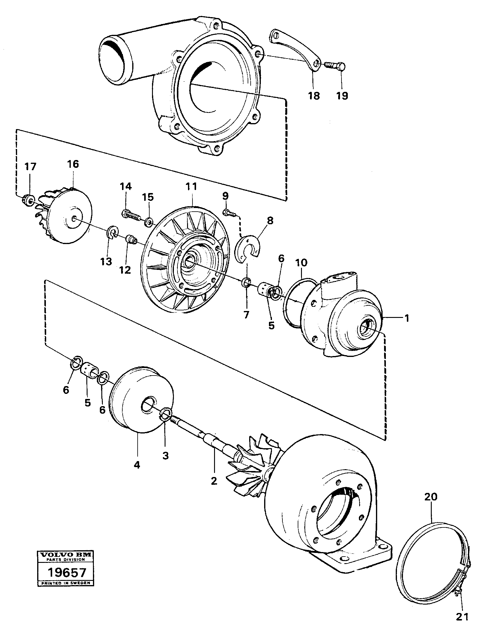 Схема запчастей Volvo L160 - 15281 Турбокомпрессор (турбина) L160 VOLVO BM L160