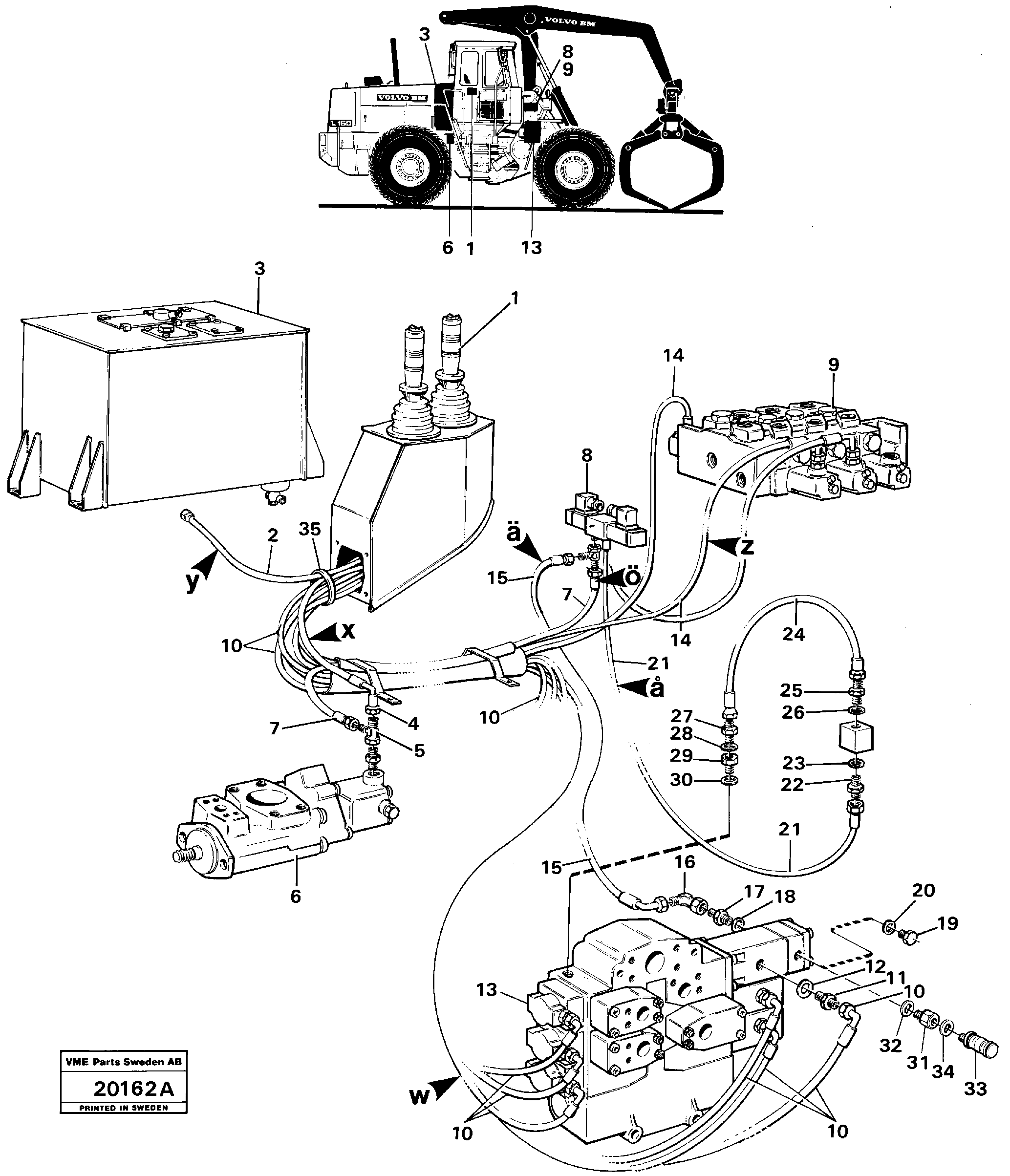 Схема запчастей Volvo L160 - 99623 Servo system L160 VOLVO BM L160