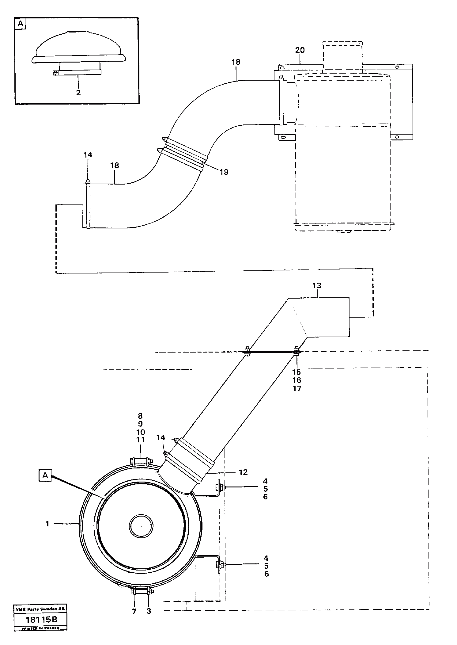 Схема запчастей Volvo L160 - 31056 Oil-bath filter L160 VOLVO BM L160